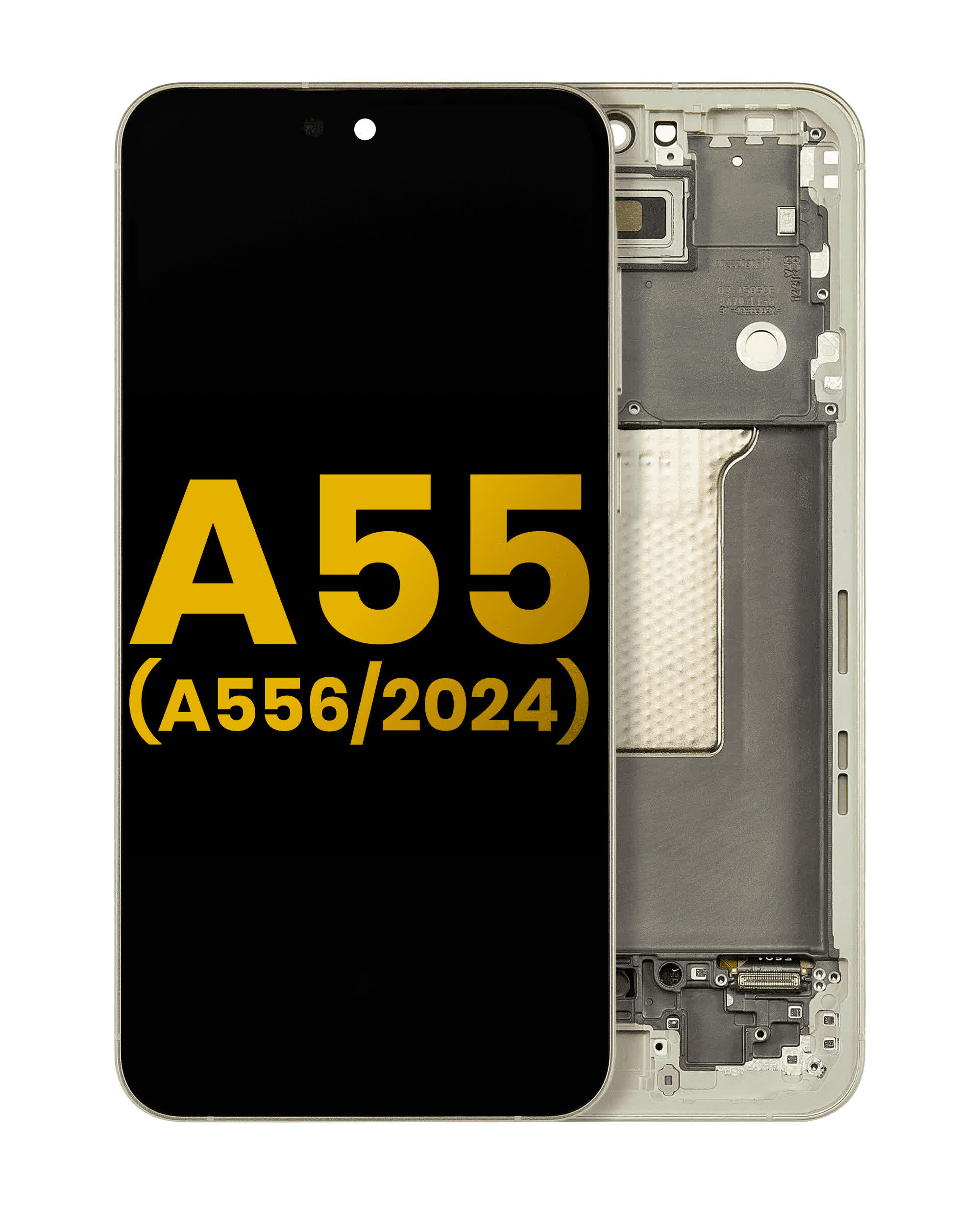 OLED Display mit Rahmen für Samsung Galaxy A55 (A556 / 2024) (professionell aufgearbeitet) (Lemon)