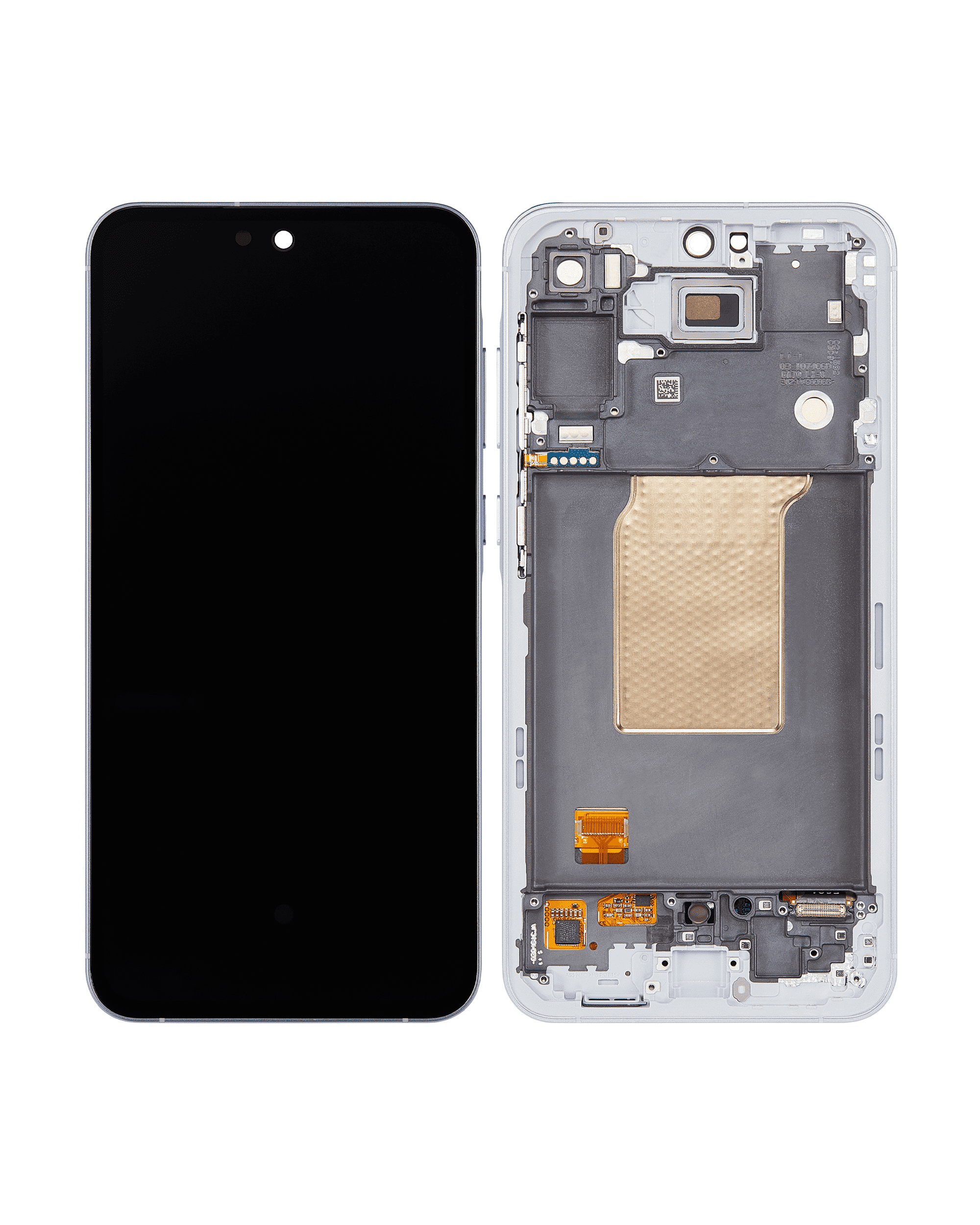 OLED Display mit Rahmen für Samsung Galaxy A55 (A556 / 2024) (professionell aufgearbeitet) (Iceblue) – Bild 3