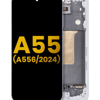 OLED Display mit Rahmen für Samsung Galaxy A55 (A556 / 2024) (professionell aufgearbeitet) (Iceblue)