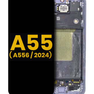 OLED Display mit Rahmen für Samsung Galaxy A55 (A556 / 2024) (professionell aufgearbeitet) (Lilac)