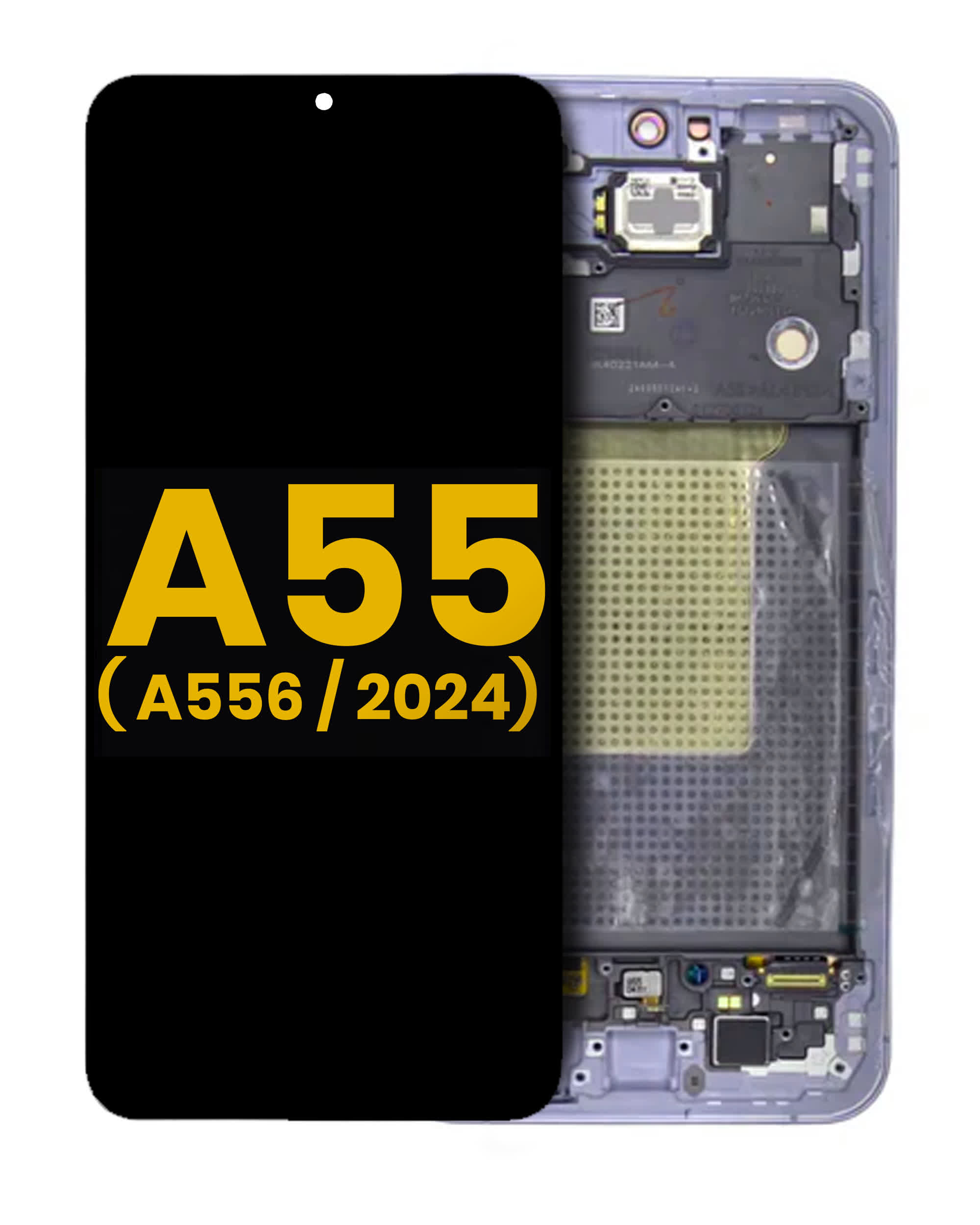 OLED Display mit Rahmen für Samsung Galaxy A55 (A556 / 2024) (professionell aufgearbeitet) (Lilac)