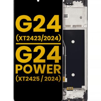 LCD Display mit Rahmen für Motorola Moto G24 (XT2423 / 2024) / G24 Power (XT2425-1 / 2024) (professionell aufgearbeitet)