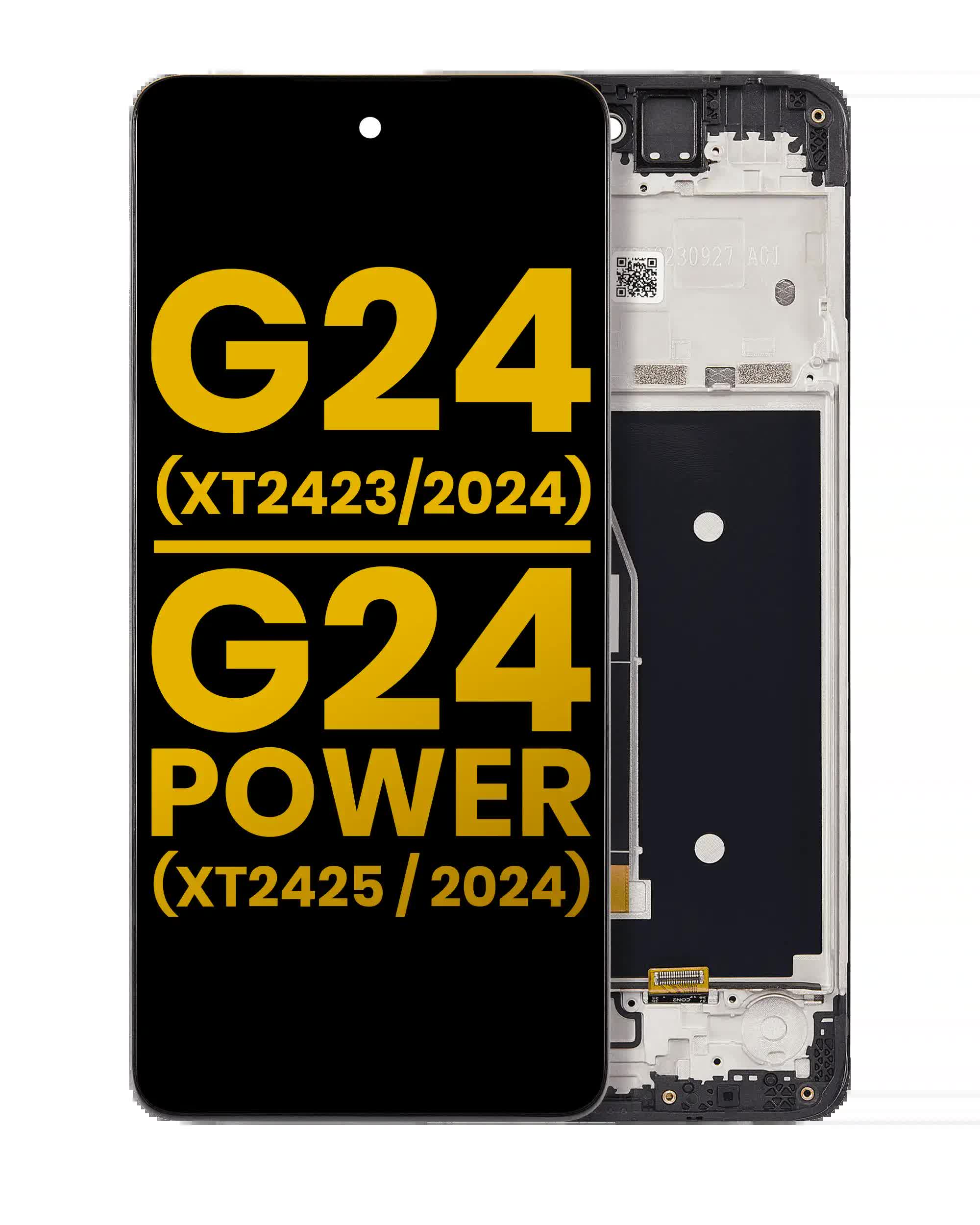 LCD Display mit Rahmen für Motorola Moto G24 (XT2423 / 2024) / G24 Power (XT2425-1 / 2024) (professionell aufgearbeitet)