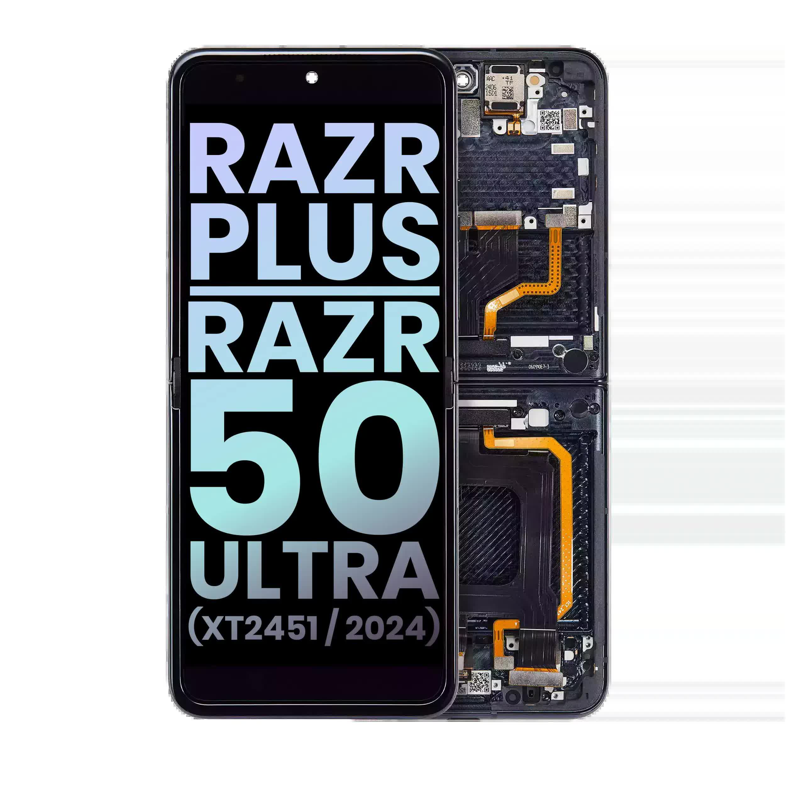 Inner OLED Display mit Rahmen für Motorola Razr Plus 2024 / Razr 50 Ultra (XT2451 / 2024) / Razr Plus 2025 (XT2557) (Original) (Midnight Blue)