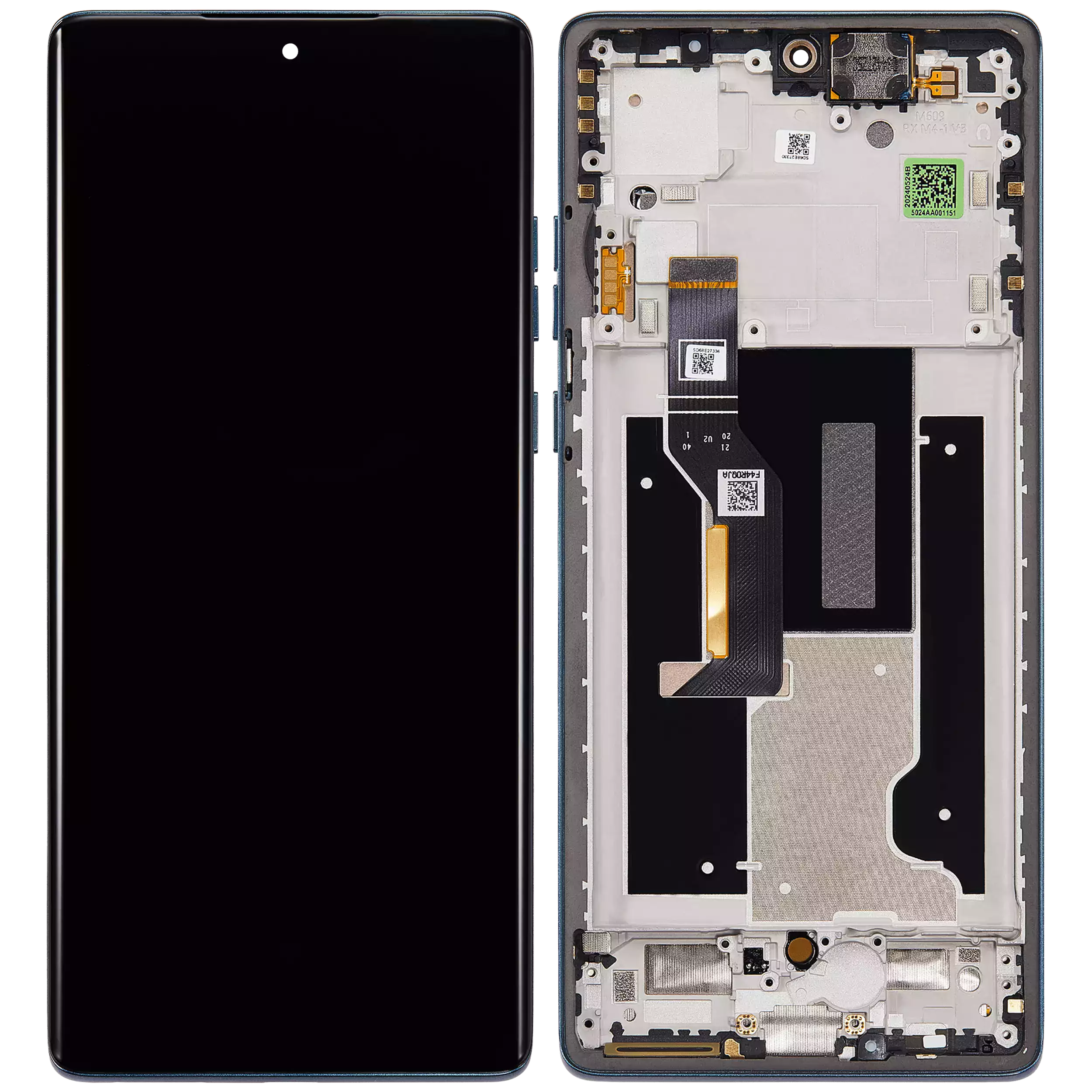 OLED Display mit Rahmen für Motorola Moto Edge 50 Fusion 5G (XT2429 / 2024) (professionell aufgearbeitet) (Forest Blue) – Bild 2