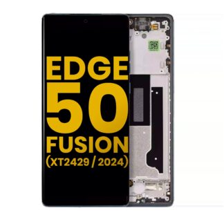 OLED Display mit Rahmen für Motorola Moto Edge 50 Fusion 5G (XT2429 / 2024) (professionell aufgearbeitet) (Forest Blue)