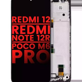LCD Display mit Rahmen für Xiaomi Redmi 12 4G / Redmi 12 5G / Redmi Note 12R / Poco M6 Pro (Aftermarket Plus)