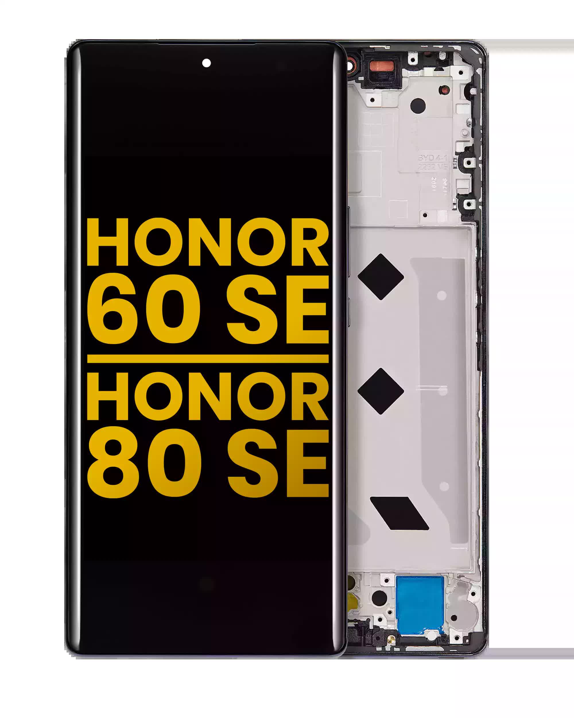 OLED Display mit Rahmen für Honor 60 SE / 80 SE (professionell aufgearbeitet) (Black (Schwarz))