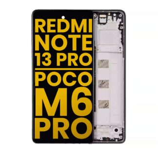 OLED Display mit Rahmen für Xiaomi Redmi Note 13 Pro 4G / Xiaomi Poco M6 Pro 4G / Xiaomi Redmi Note 14S (professionell aufgearbeitet) (Midnight Black (Schwarz))