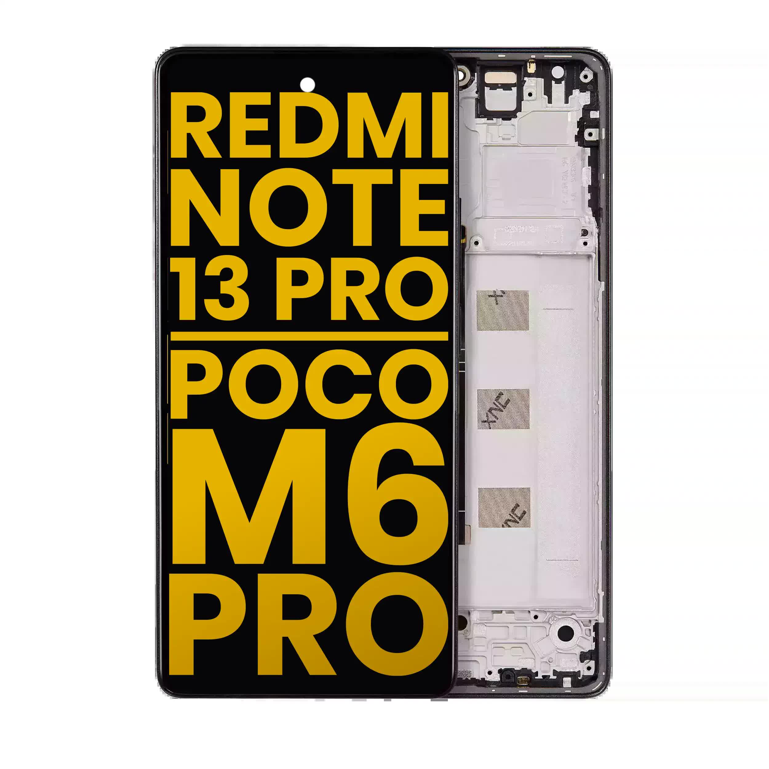 OLED Display mit Rahmen für Xiaomi Redmi Note 13 Pro 4G / Xiaomi Poco M6 Pro 4G / Xiaomi Redmi Note 14S (professionell aufgearbeitet) (Midnight Black (Schwarz))
