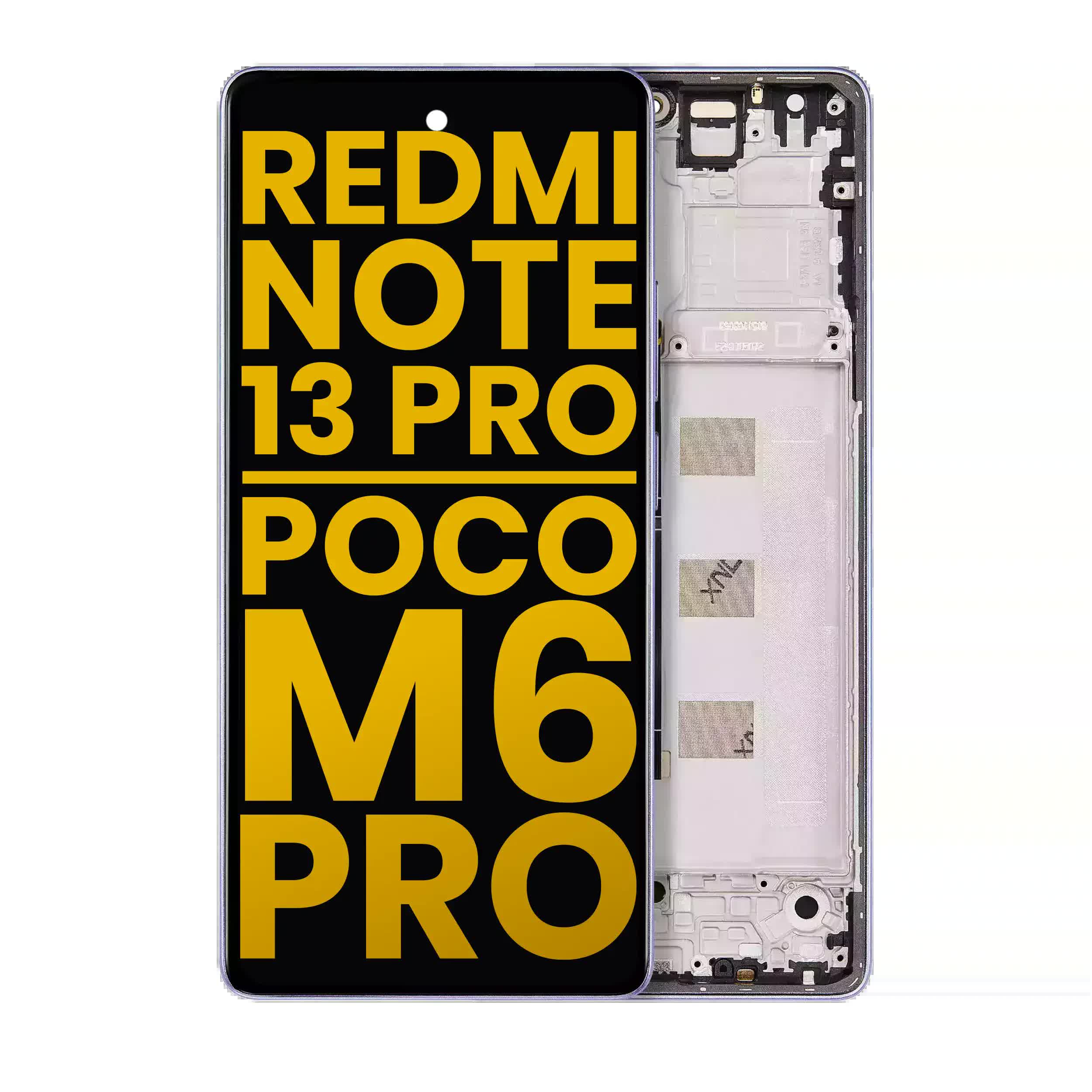 OLED Display mit Rahmen für Xiaomi Redmi Note 13 Pro 4G / Poco M6 Pro 4G (professionell aufgearbeitet) (Purple (Violett))