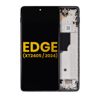 OLED Display mit Rahmen für Motorola Edge (XT2405 / 2024) (professionell aufgearbeitet) (Black (Schwarz))