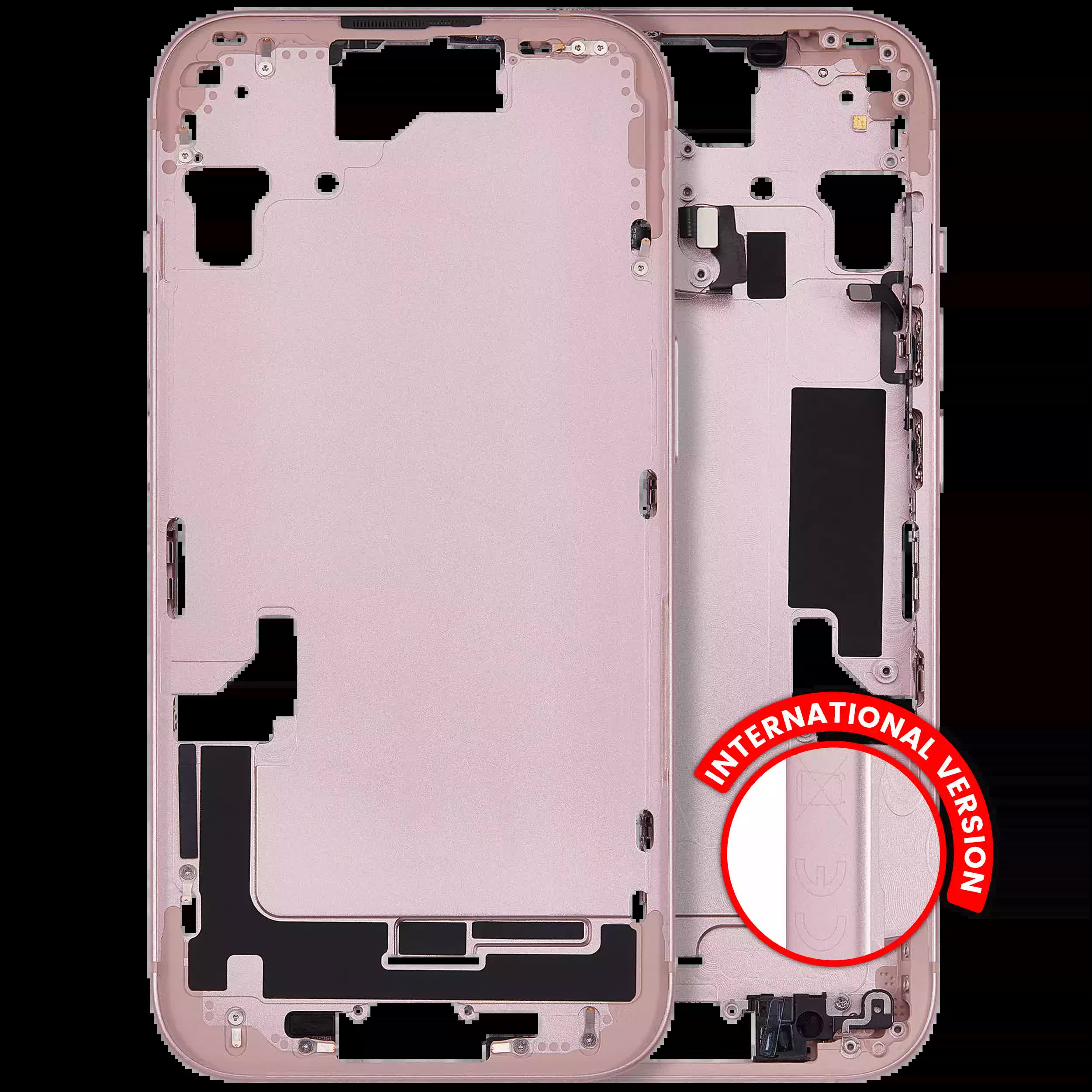 Mittelrahmen mit Kleinteilen für iPhone 15 (EU / globale Version) (Aftermarket Plus) (Pink (Rosa))