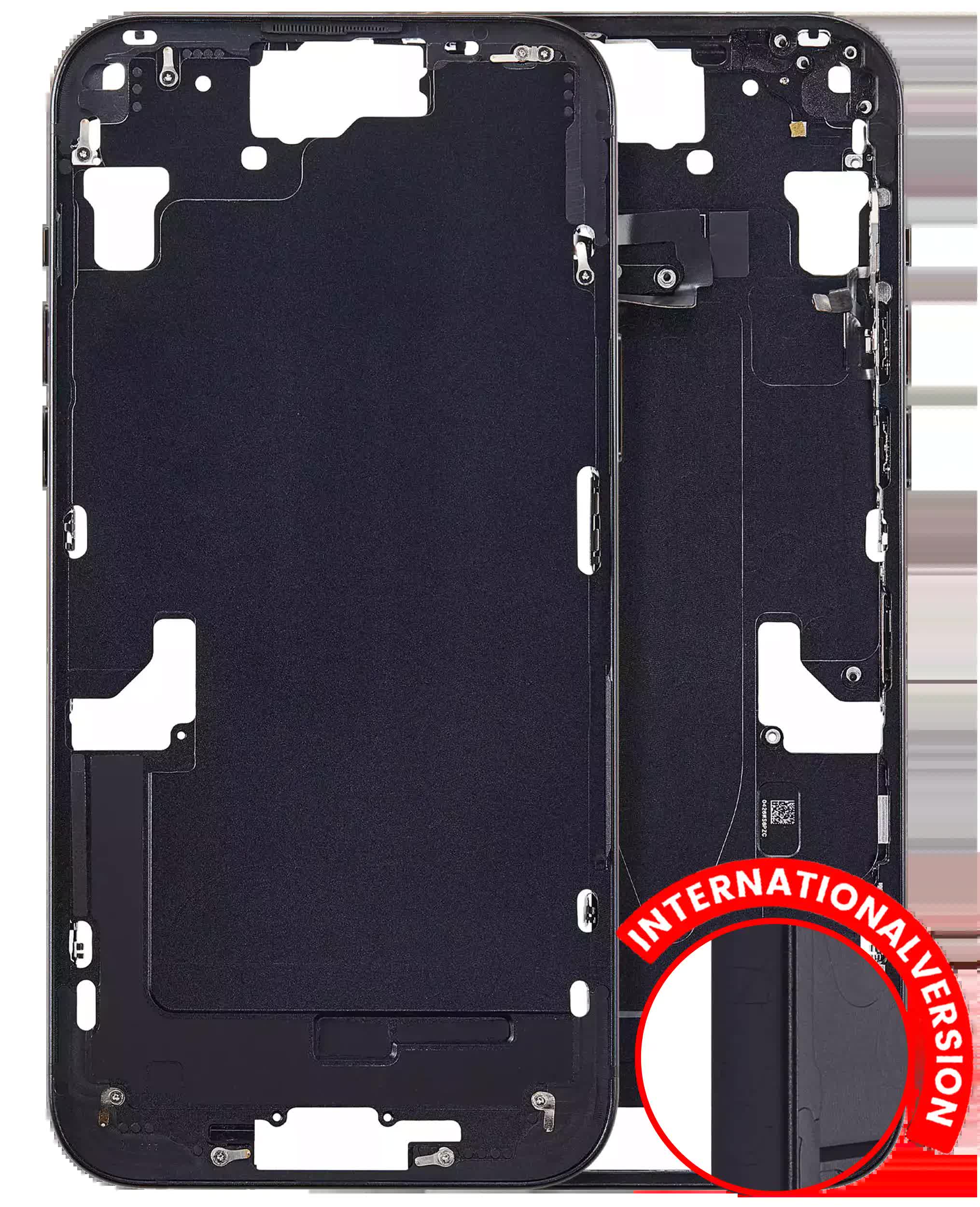 Mittelrahmen mit Kleinteilen für iPhone 15 Plus (EU / globale Version) (Aftermarket Plus) (Black (Schwarz))