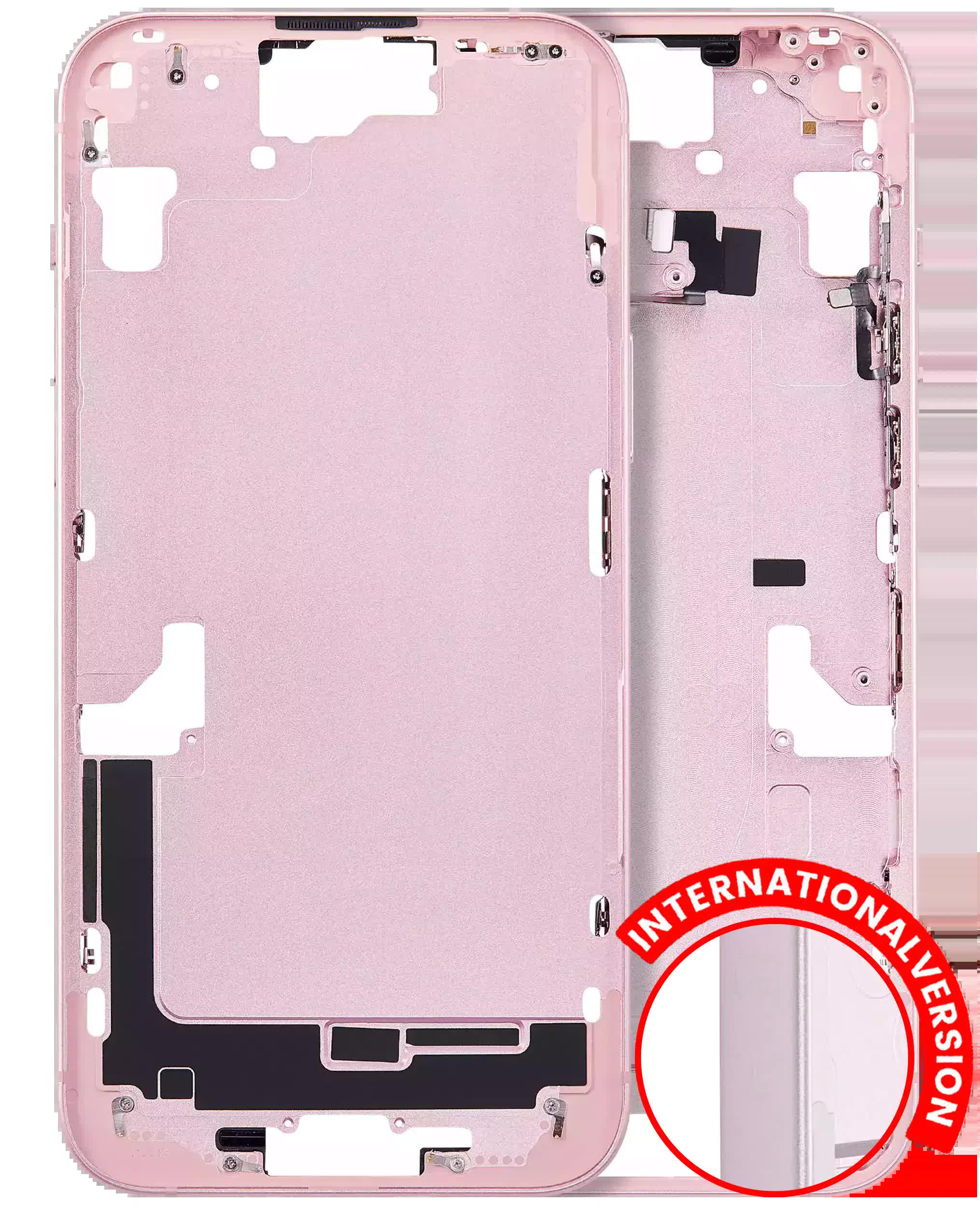 Mittelrahmen mit Kleinteilen für iPhone 15 Plus (EU / globale Version) (Aftermarket Plus) (Pink (Rosa))