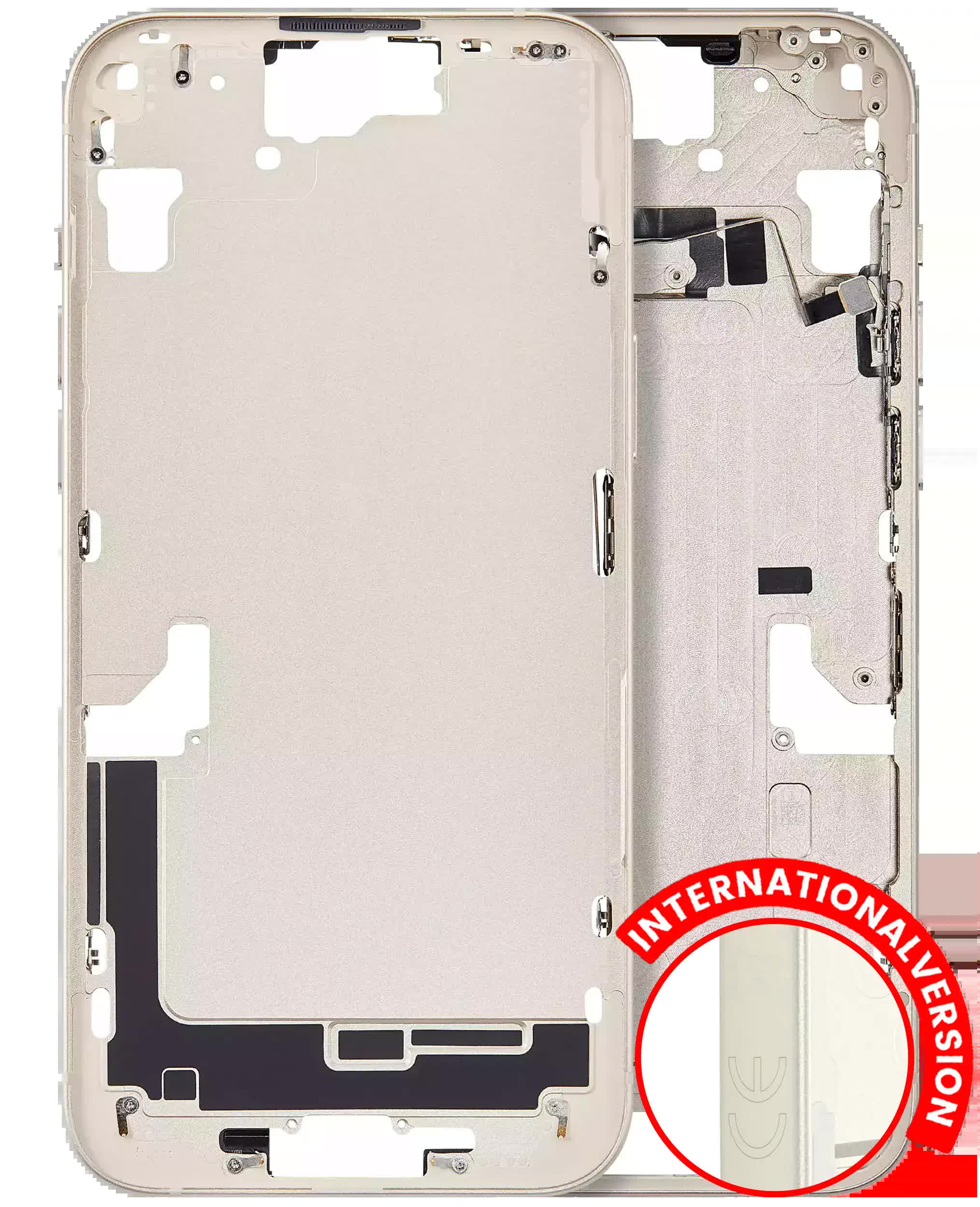 Mittelrahmen mit Kleinteilen für iPhone 15 Plus (EU / globale Version) (Aftermarket Plus) (Yellow)
