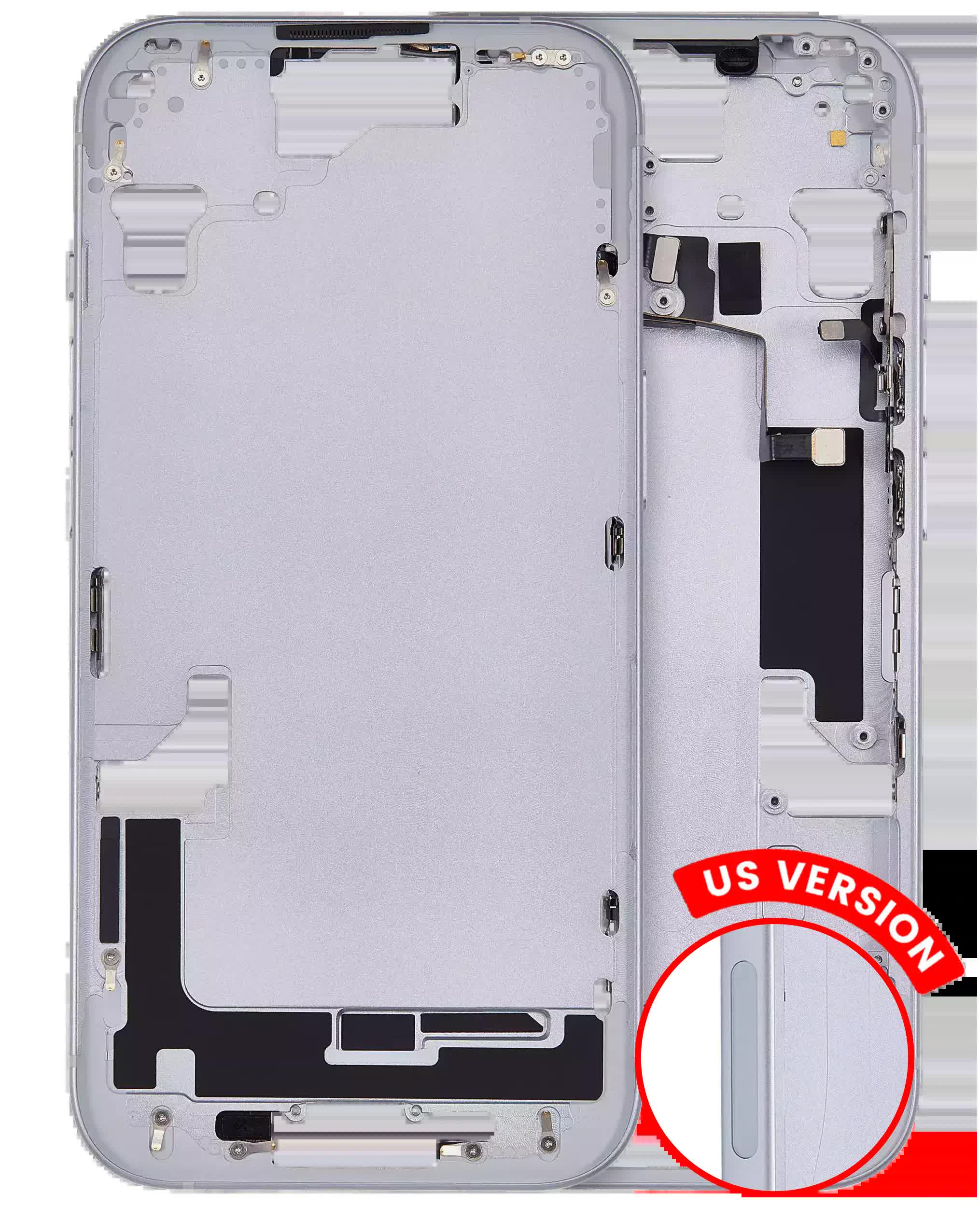 Mittelrahmen mit Kleinteilen für iPhone 15 (US-Version) (Aftermarket Plus) (Blue (Blau))