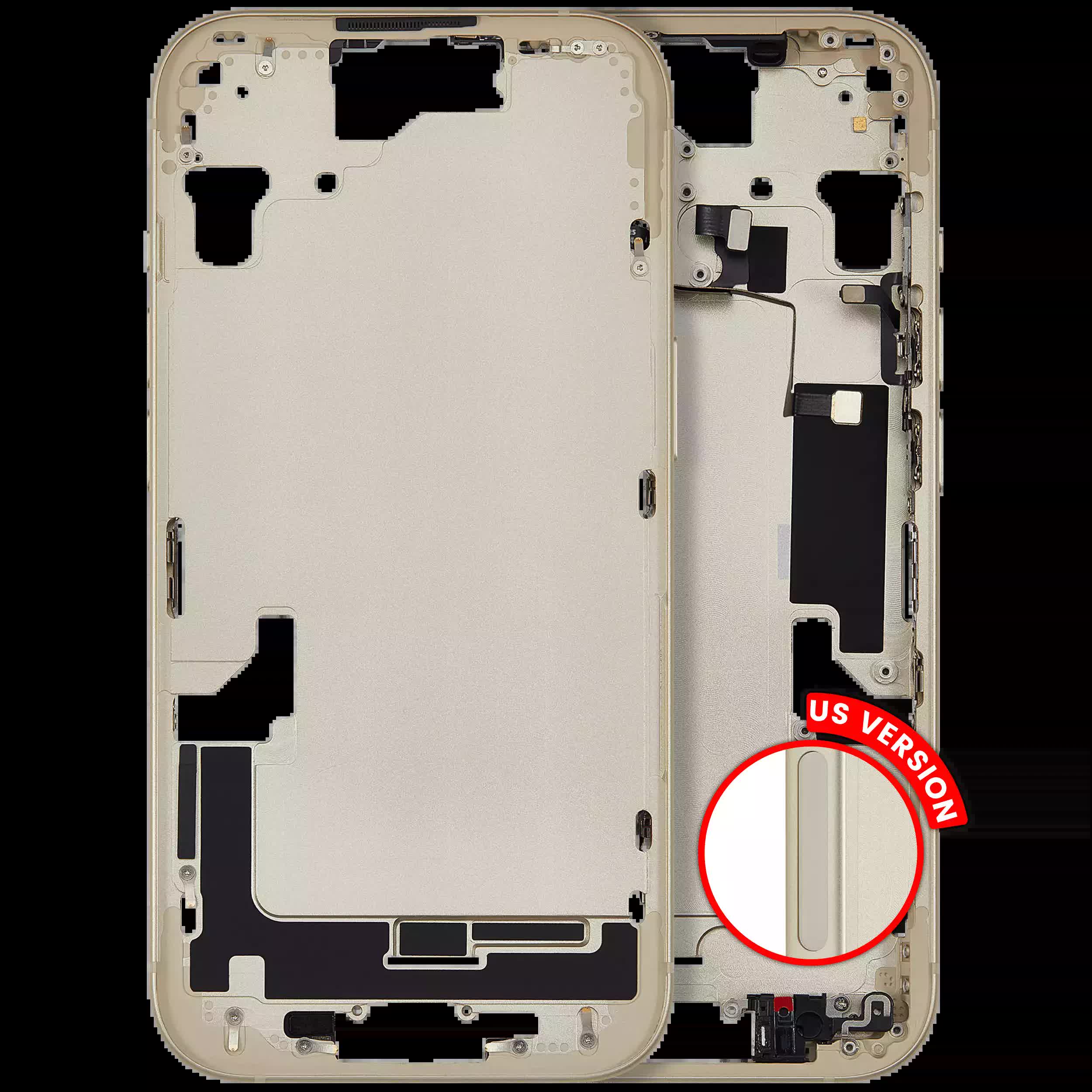 Mittelrahmen mit Kleinteilen für iPhone 15 (US-Version) (Aftermarket Plus) (Yellow)