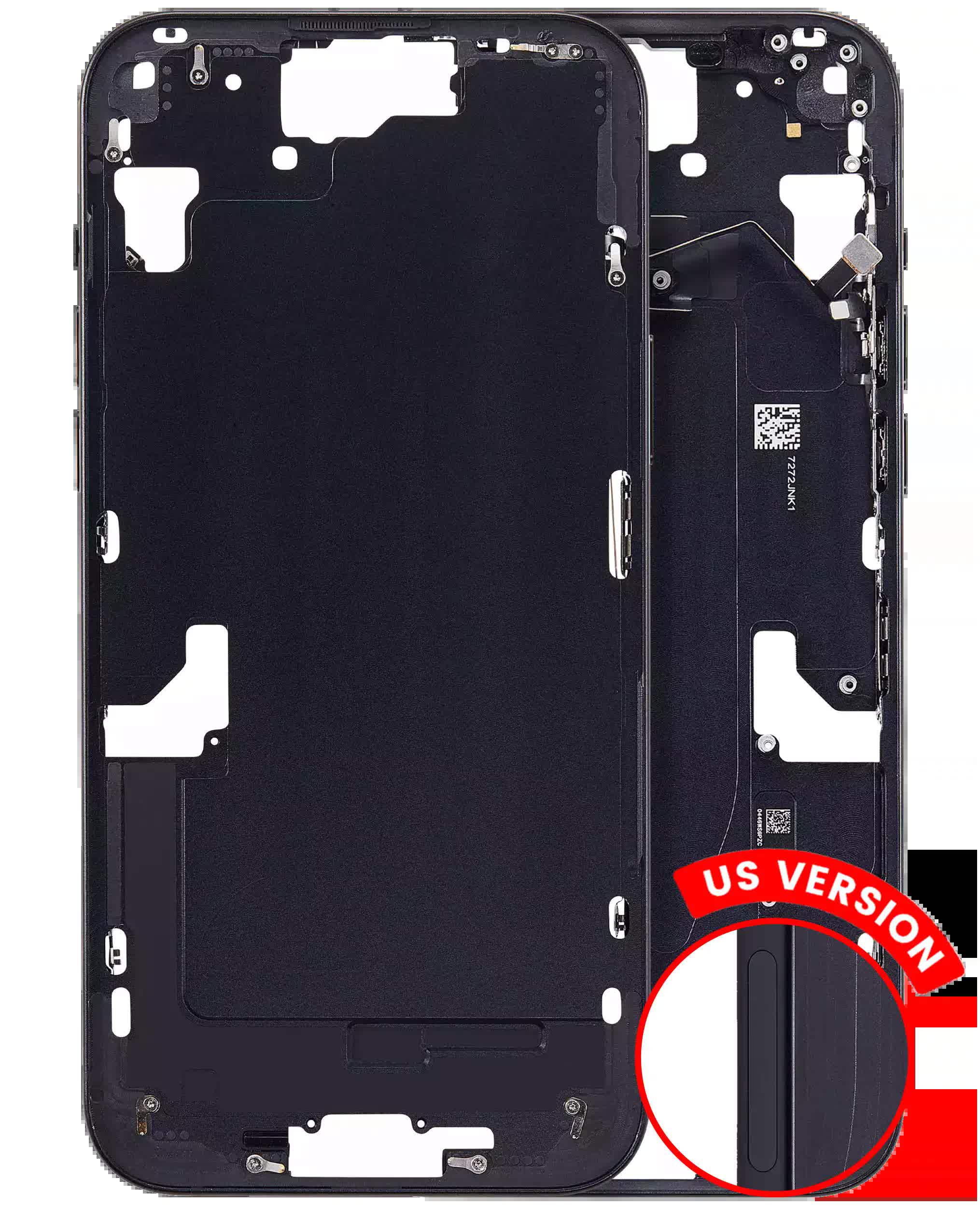 Mittelrahmen mit Kleinteilen für iPhone 15 Plus (US-Version) (Aftermarket Plus) (Black (Schwarz))