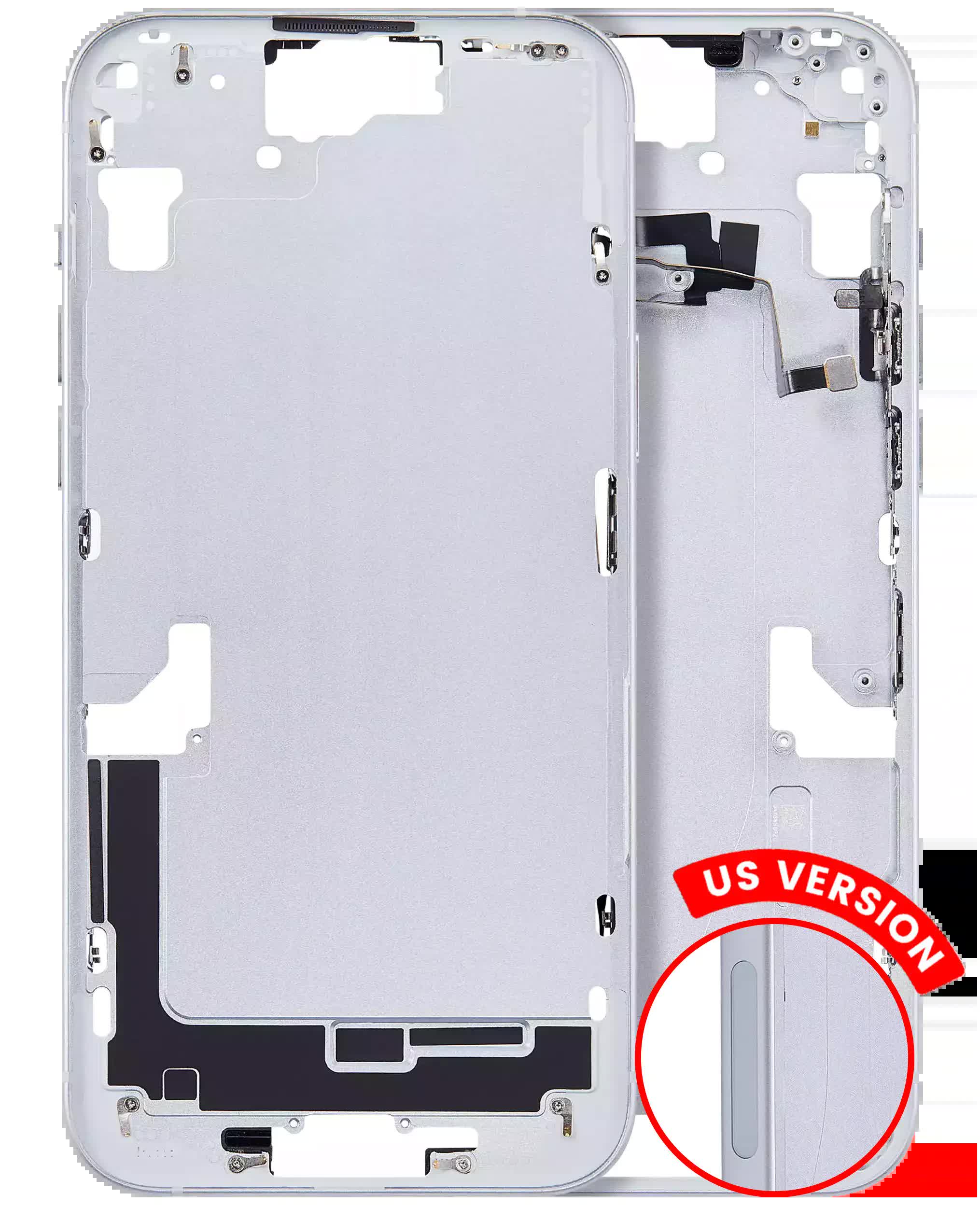 Mittelrahmen mit Kleinteilen für iPhone 15 Plus (US-Version) (Aftermarket Plus) (Blue (Blau))