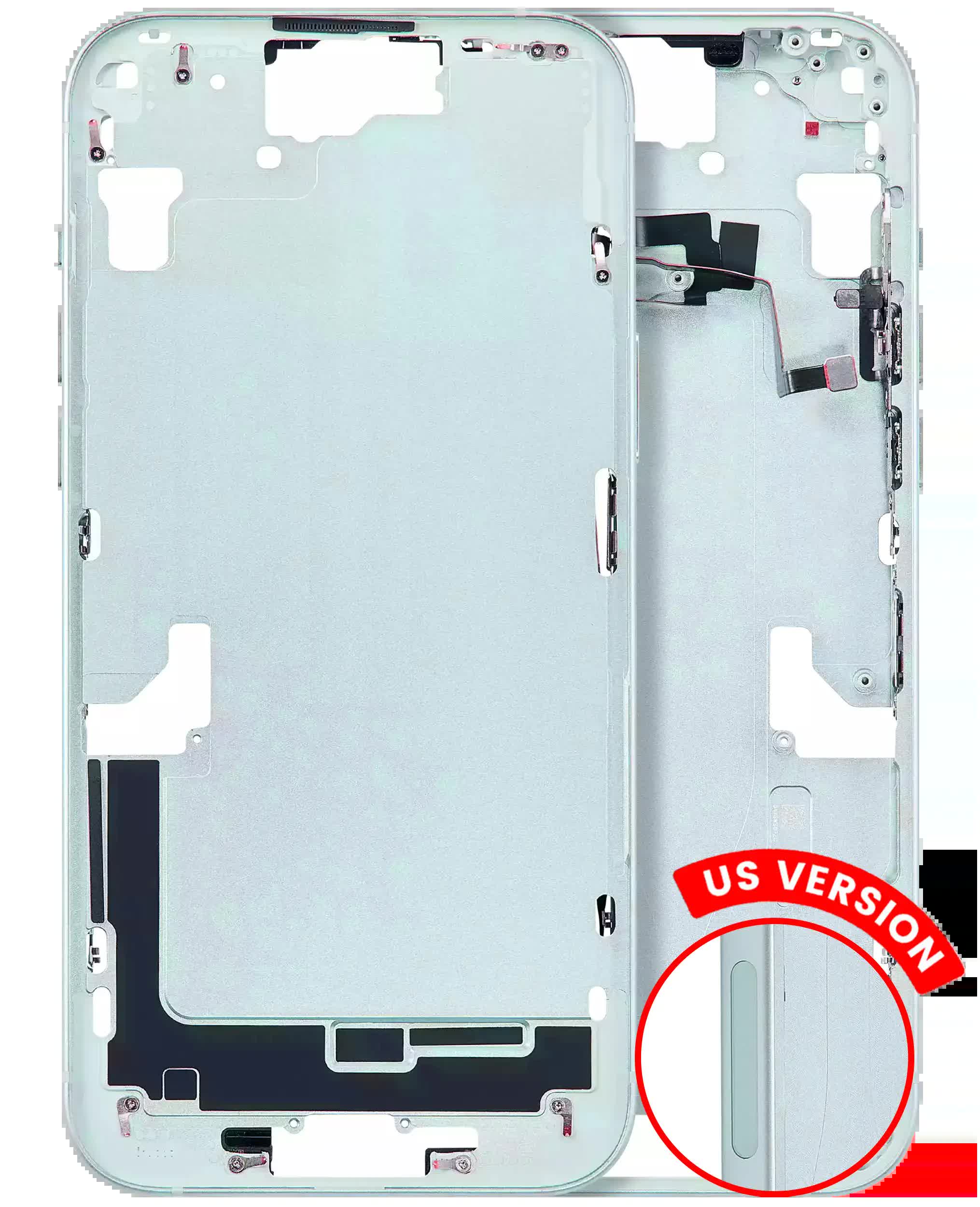 Mittelrahmen mit Kleinteilen für iPhone 15 Plus (US-Version) (Aftermarket Plus) (Green (Grün))