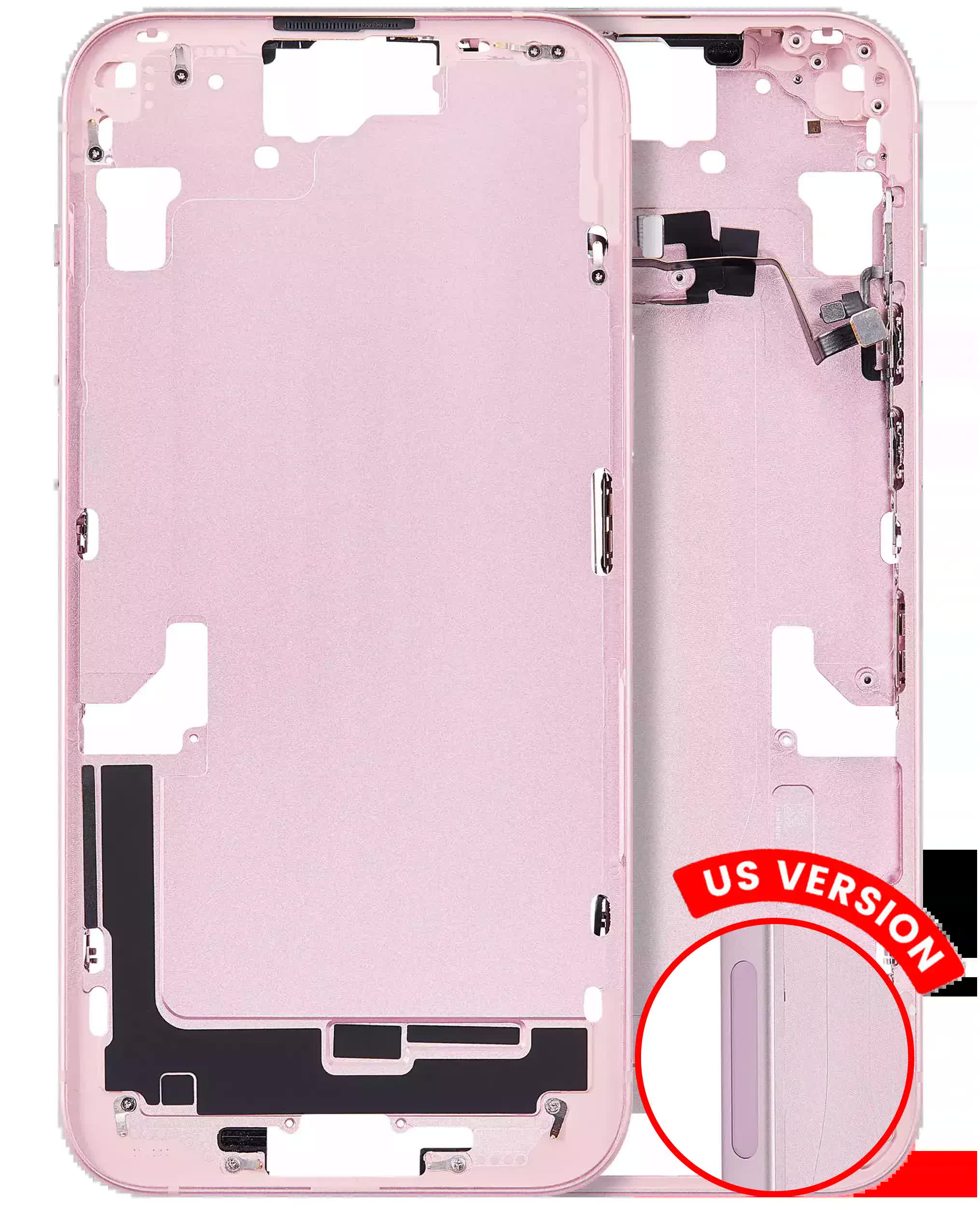 Mittelrahmen mit Kleinteilen für iPhone 15 Plus (US-Version) (Aftermarket Plus) (Pink (Rosa))