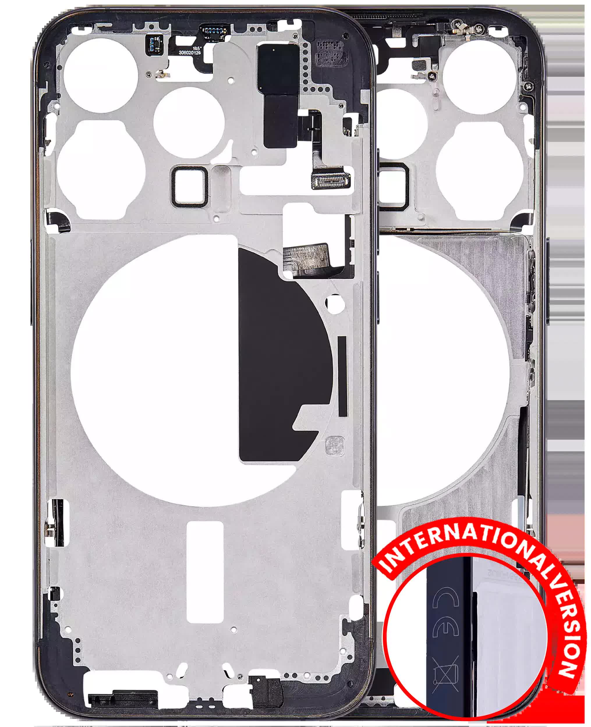 Mittelrahmen mit Kleinteilen für iPhone 15 Pro (EU / globale Version) (Aftermarket Plus) (Blue Titanium)