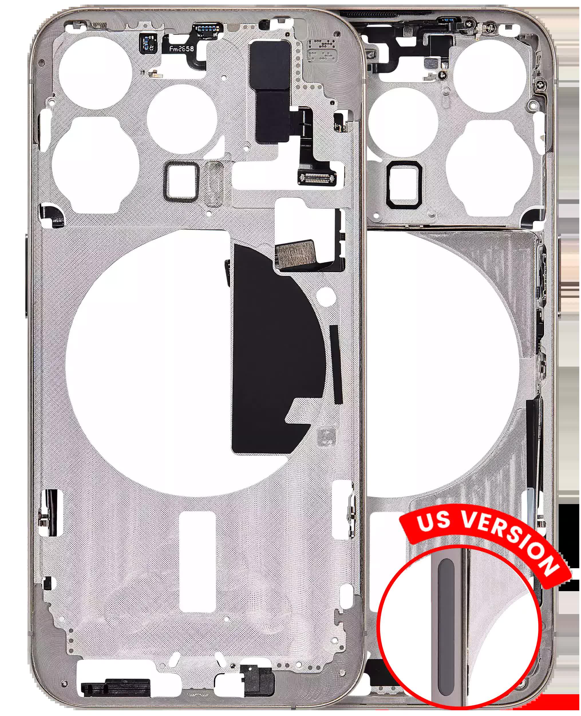 Mittelrahmen mit Kleinteilen für iPhone 15 Pro (US-Version) (Aftermarket Plus) (Natural Titanium)