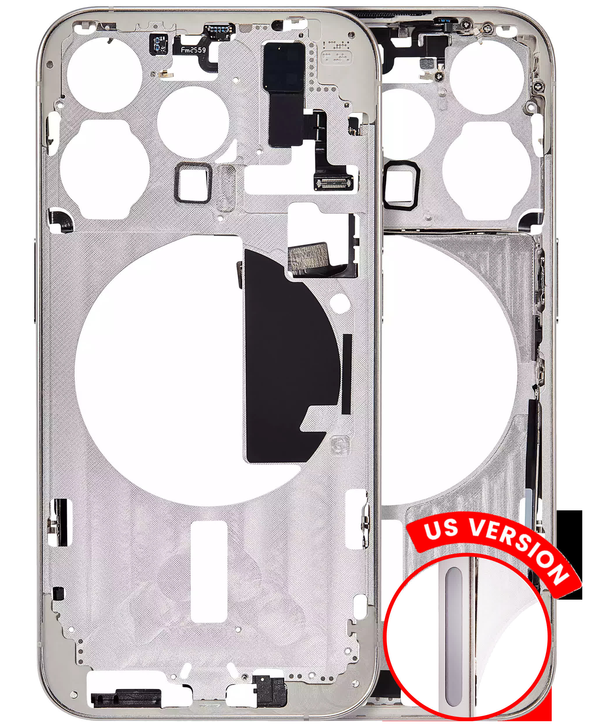 Mittelrahmen mit Kleinteilen für iPhone 15 Pro (US-Version) (Aftermarket Plus) (White Titanium)