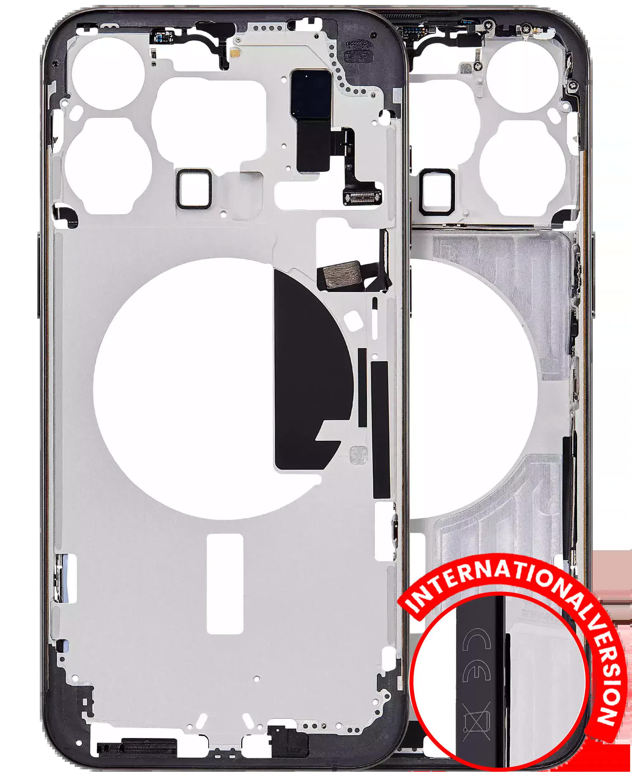 Mittelrahmen mit Kleinteilen für iPhone 15 Pro Max (EU / globale Version) (Aftermarket Plus) (Black Titanium)