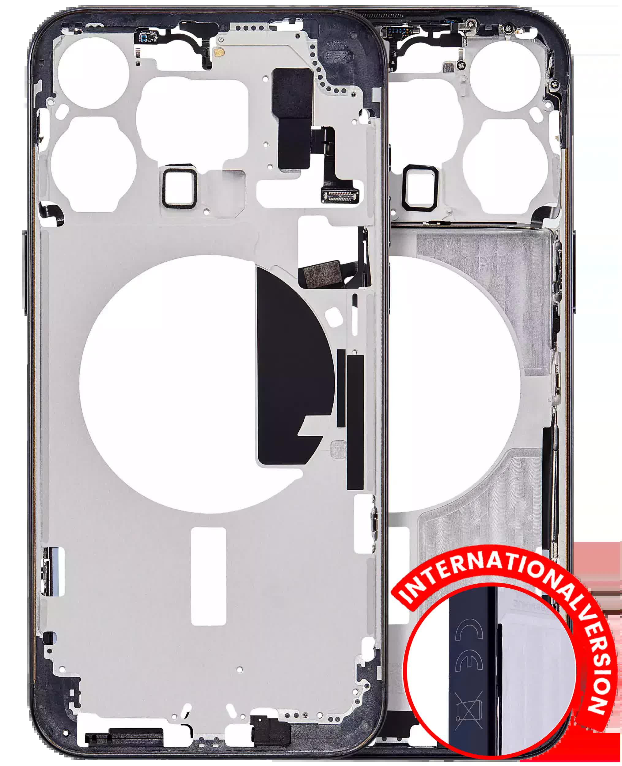 Mittelrahmen mit Kleinteilen für iPhone 15 Pro Max (EU / globale Version) (Aftermarket Plus) (Blue Titanium)