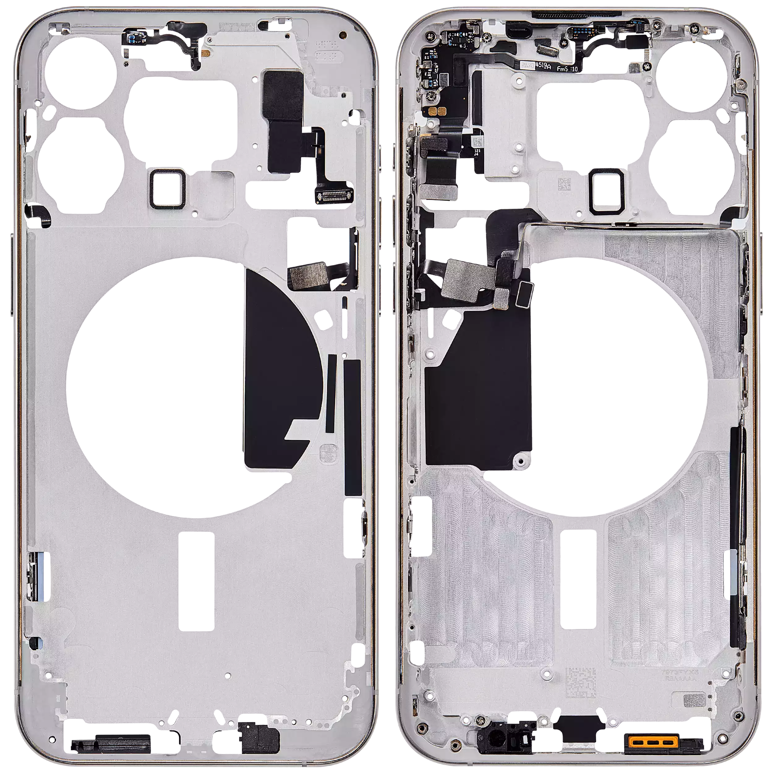 Mittelrahmen mit Kleinteilen für iPhone 15 Pro Max (EU / globale Version) (Aftermarket Plus) (White Titanium) – Bild 2