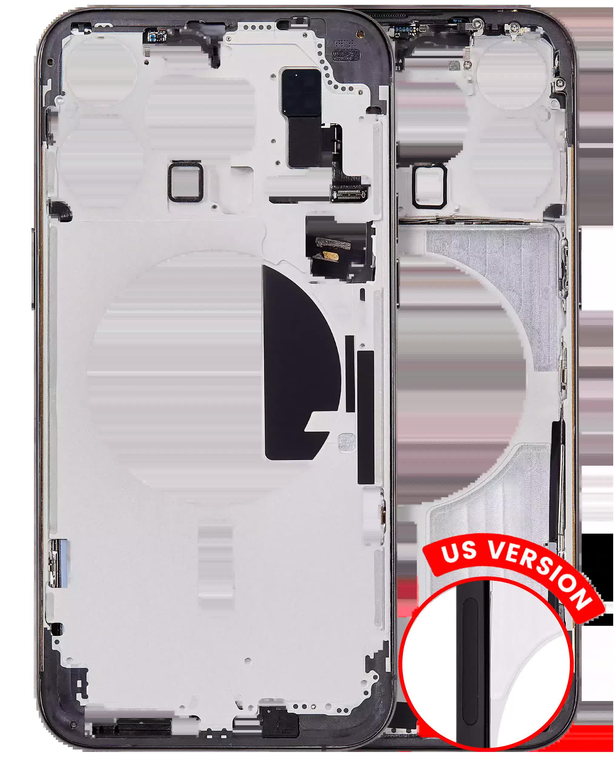 Mittelrahmen mit Kleinteilen für iPhone 15 Pro Max (US-Version) (Aftermarket Plus) (Black Titanium)