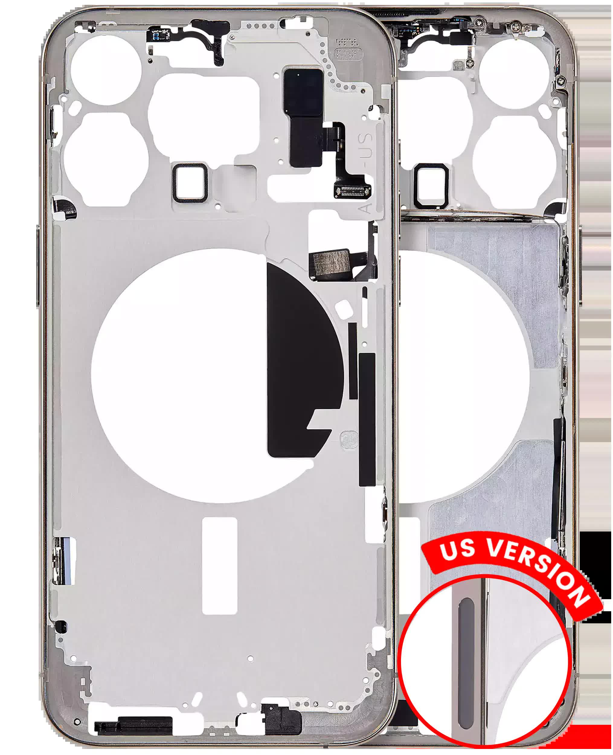 Mittelrahmen mit Kleinteilen für iPhone 15 Pro Max (US-Version) (Aftermarket Plus) (Natural Titanium)