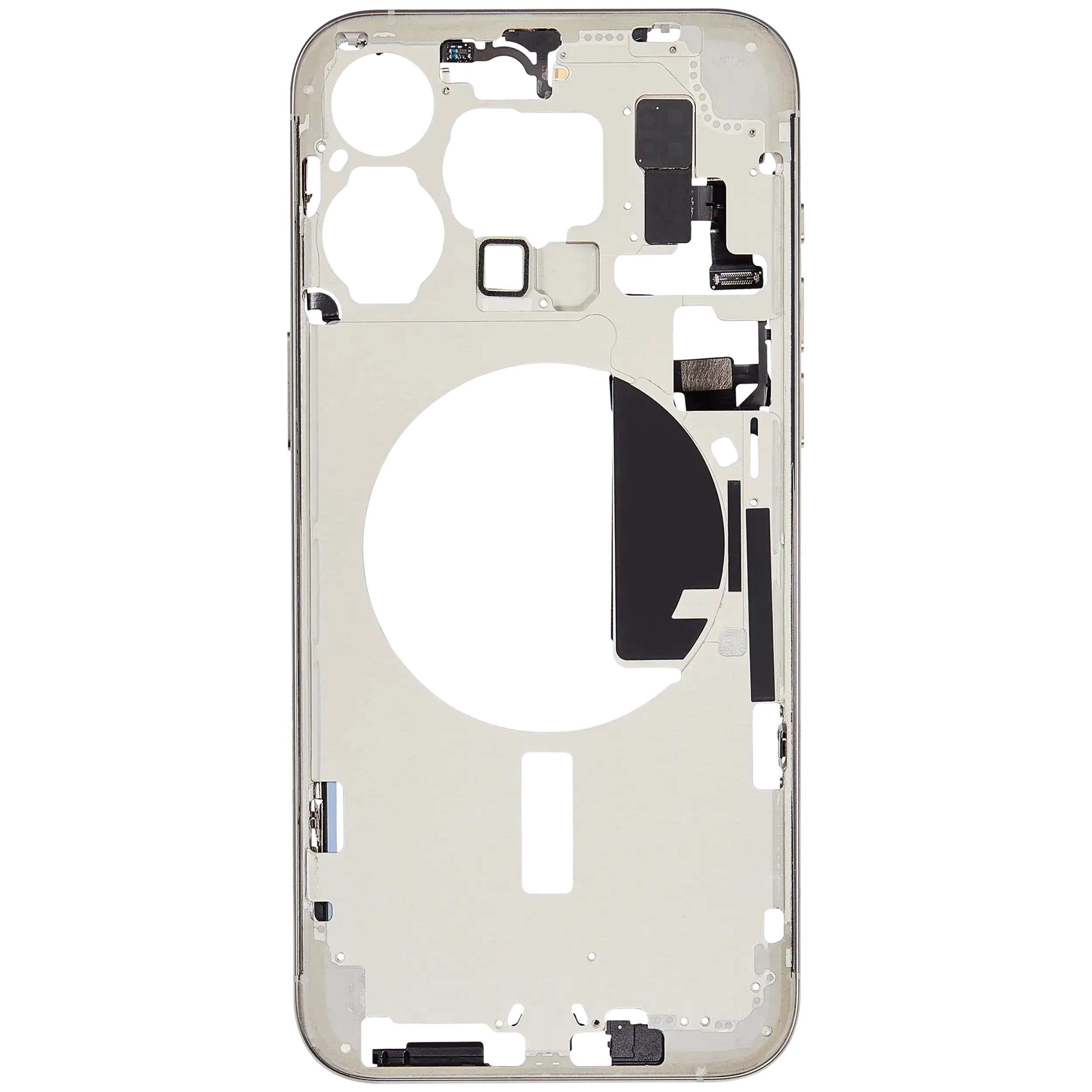 Mittelrahmen mit Kleinteilen für iPhone 15 Pro Max (US-Version) (Aftermarket Plus) (White Titanium) – Bild 3