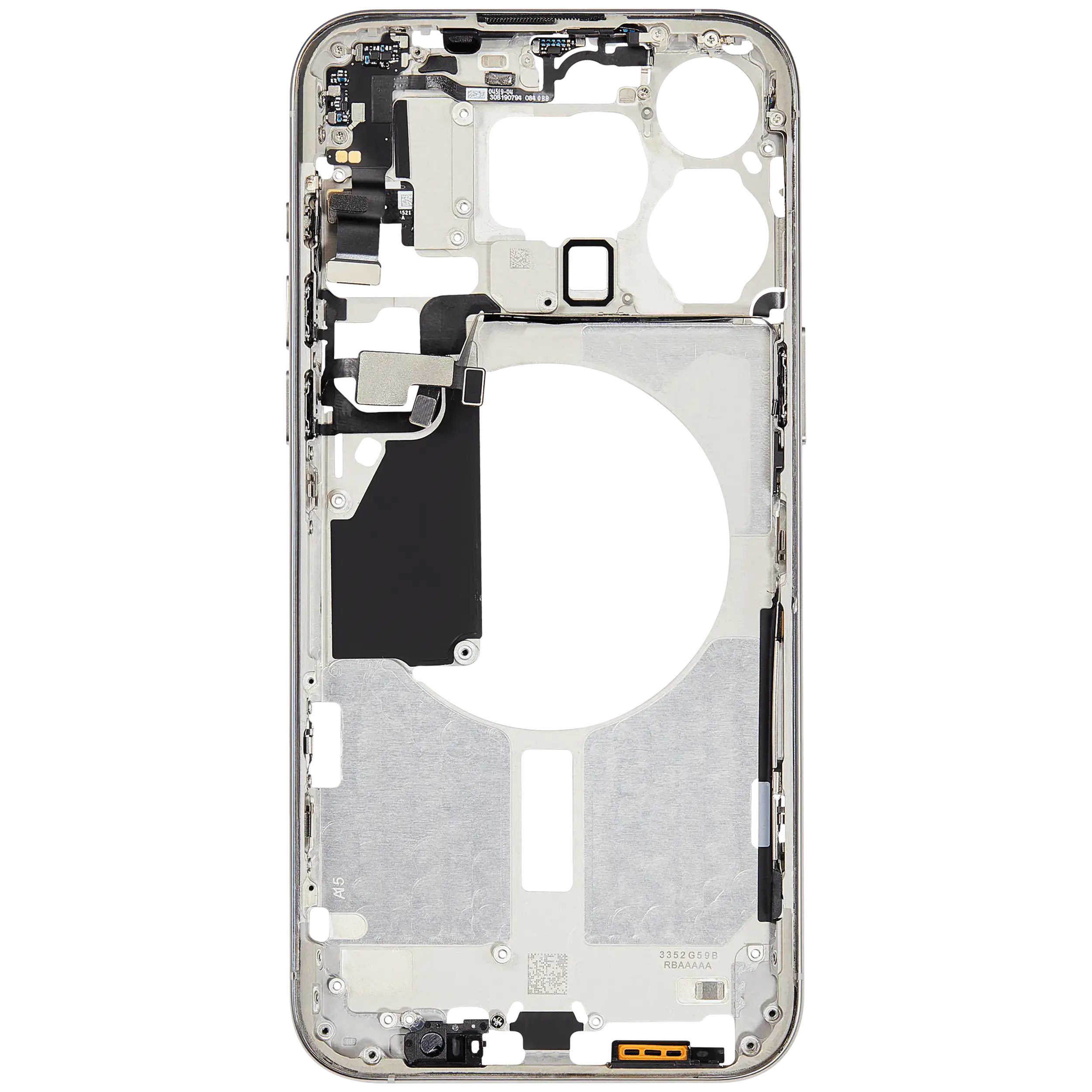 Mittelrahmen mit Kleinteilen für iPhone 15 Pro Max (US-Version) (Aftermarket Plus) (White Titanium) – Bild 4