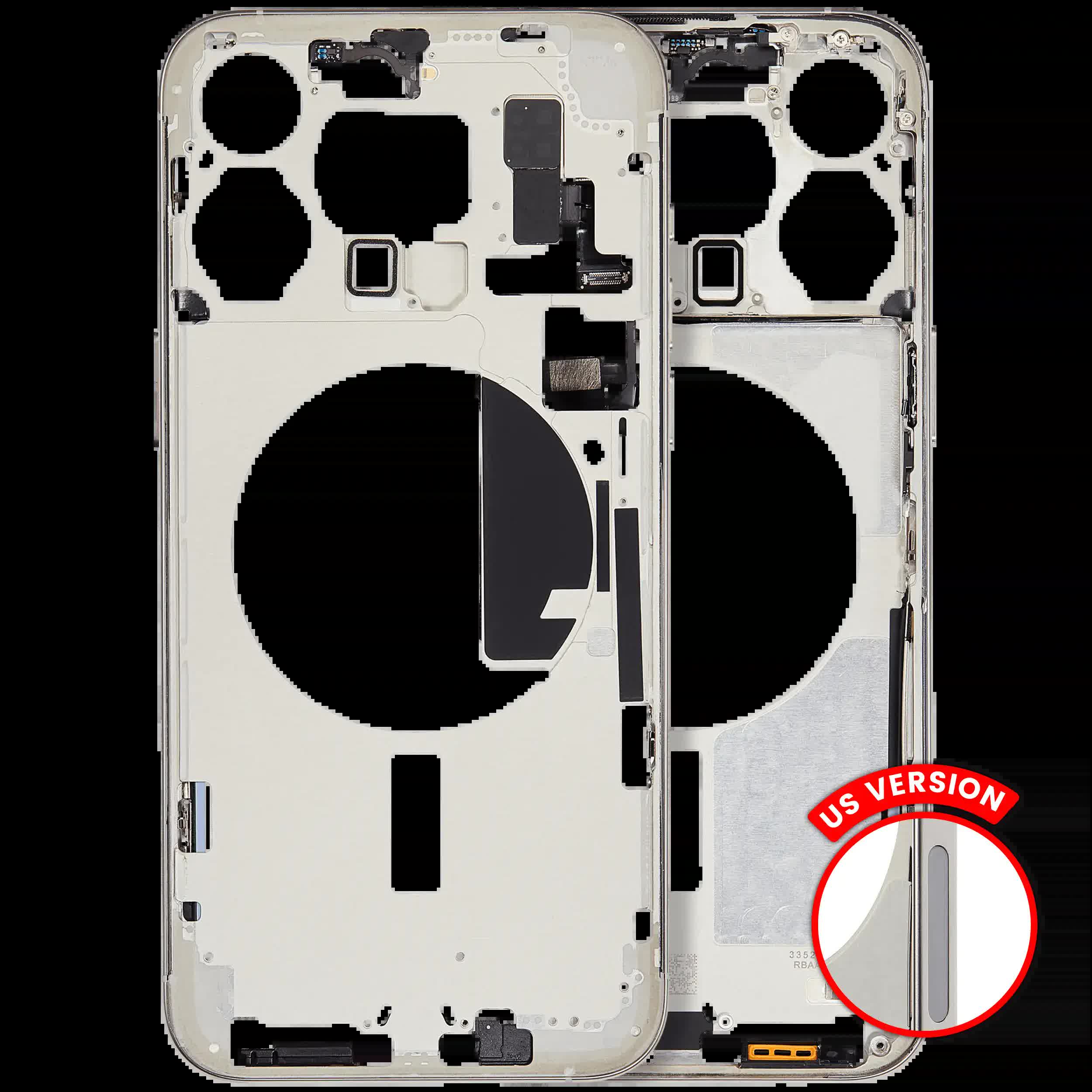 Mittelrahmen mit Kleinteilen für iPhone 15 Pro Max (US-Version) (Aftermarket Plus) (White Titanium)
