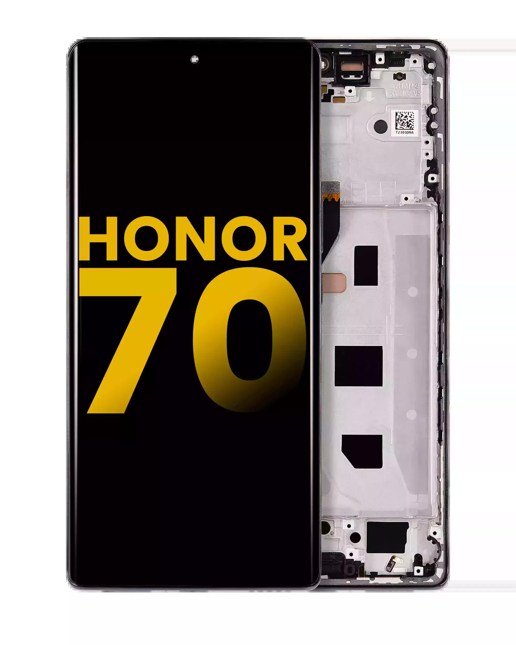 OLED Display mit Rahmen für Honor 70 (professionell aufgearbeitet) (Midnight Black (Schwarz))