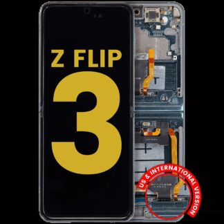 Inner OLED Display mit Rahmen für Samsung Galaxy Z Flip 3 5G (US & International) (professionell aufgearbeitet) (Phantom Green)