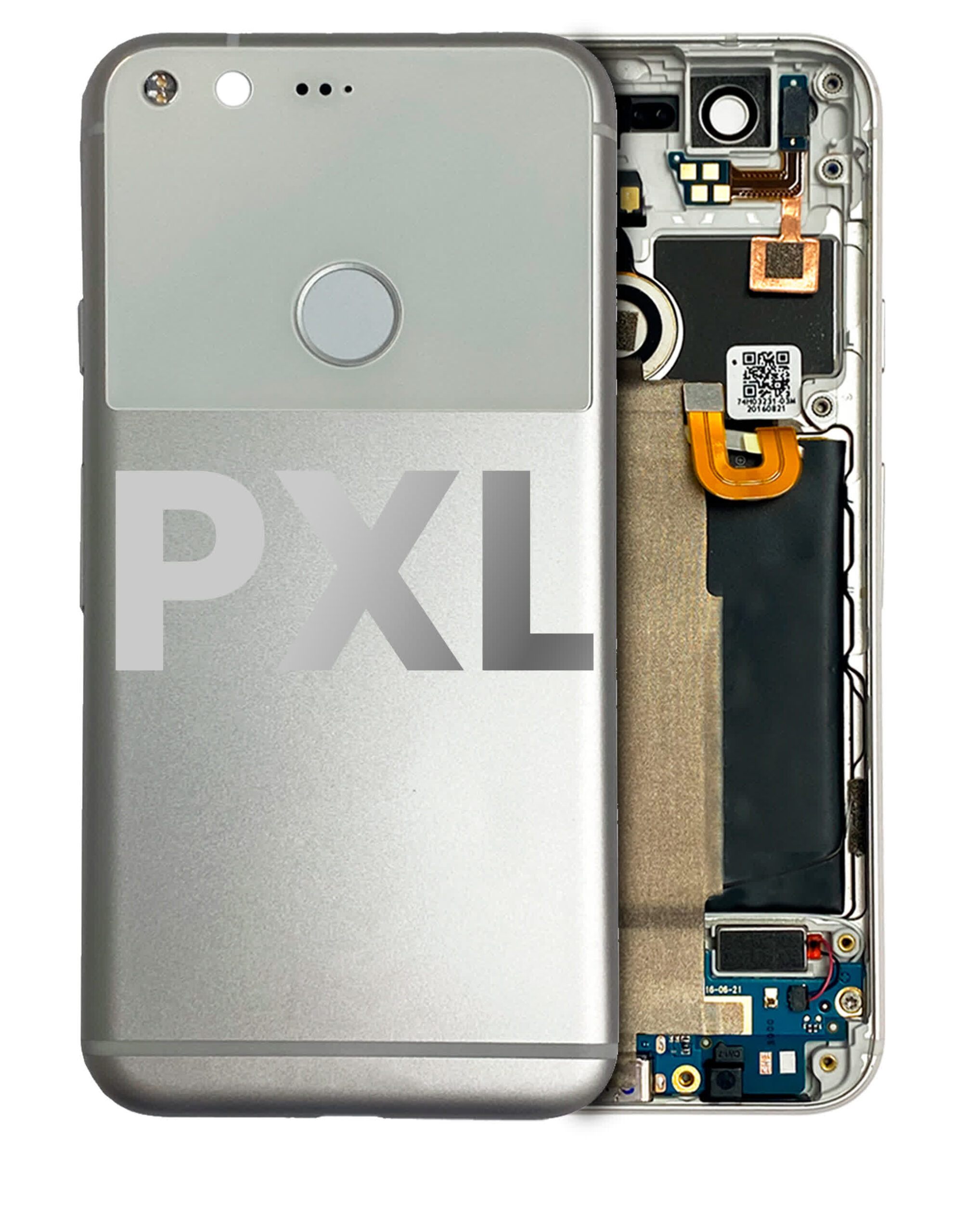 Rückgehäuse mit Kleinteilen vormontiert für Google Pixel (ausgebautes Originalteil: Grade A) (White (Weiß))