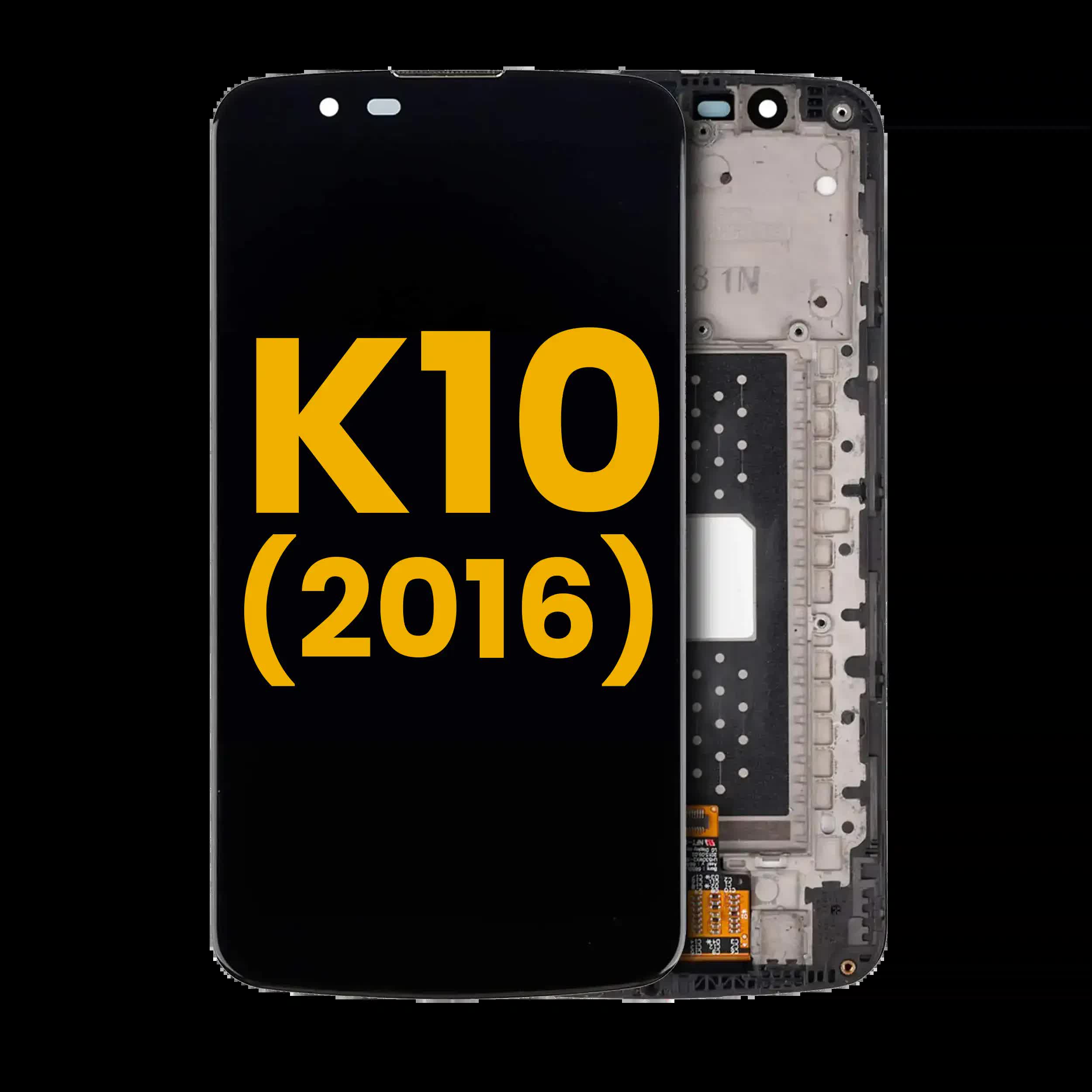 LCD Display mit Rahmen für LG K10 (2016) (professionell aufgearbeitet) (Black (Schwarz))