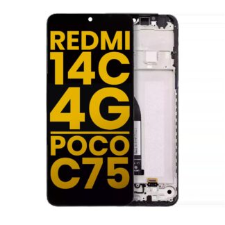 LCD Display mit Rahmen für Xiaomi Redmi 14C 4G / Poco C75 (professionell aufgearbeitet)