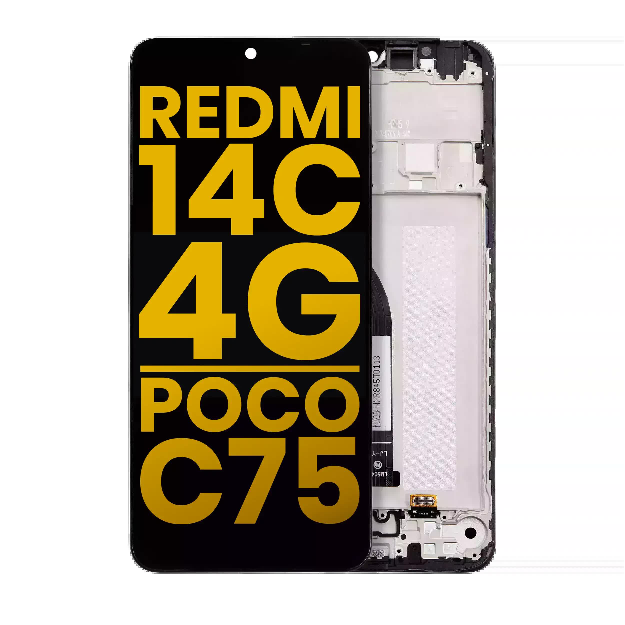 LCD Display mit Rahmen für Xiaomi Redmi 14C 4G / Poco C75 (professionell aufgearbeitet)