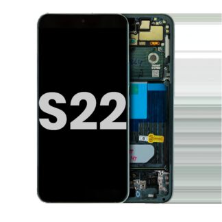 OLED Display mit Rahmen für Samsung Galaxy S22 5G (ausgebautes Originalteil: Grade B/C) (Phantom Green)