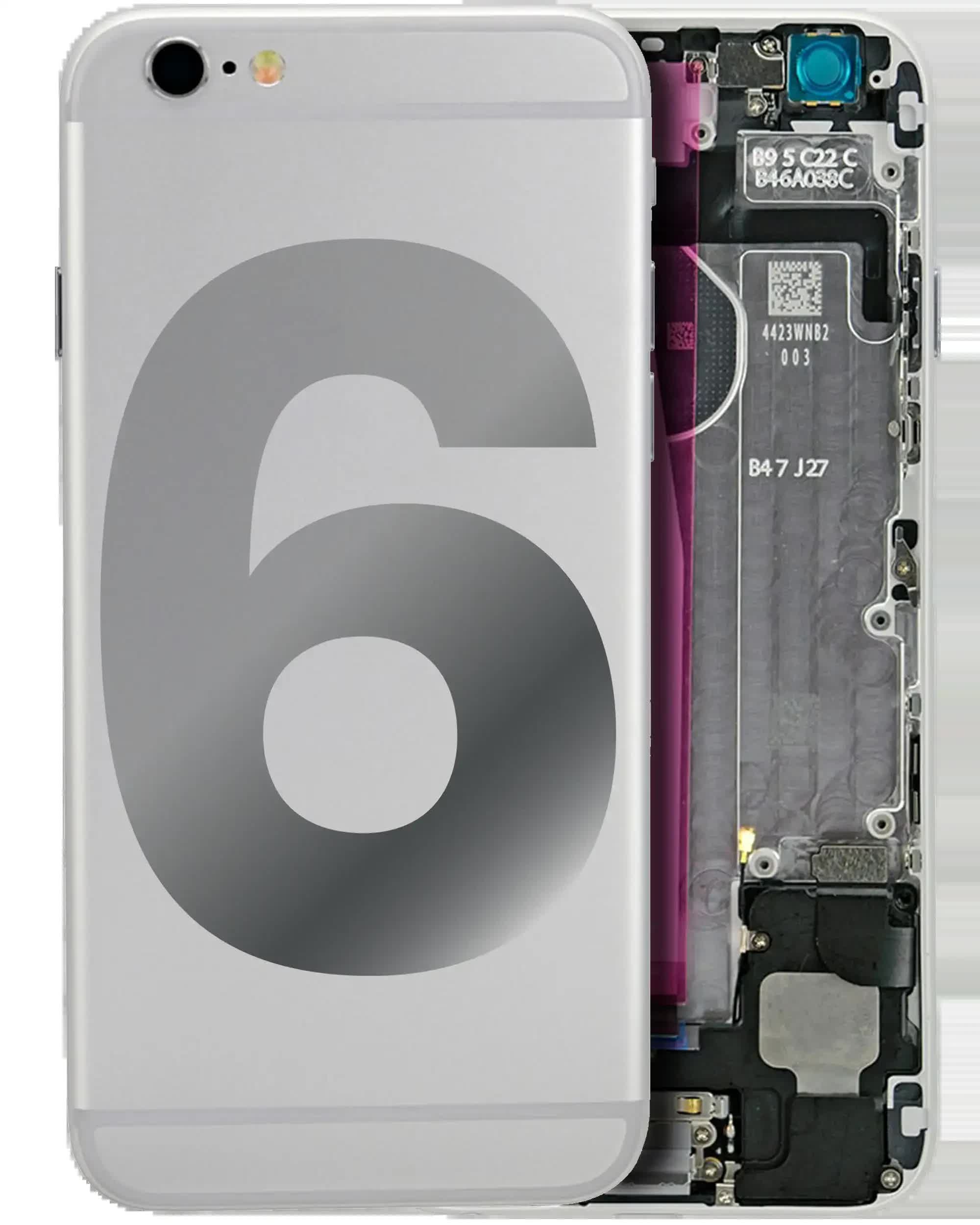 Rückgehäuse mit Kleinteilen vormontiert für iPhone 6 (ausgebautes Originalteil: Grade A) (Silver (Silber))