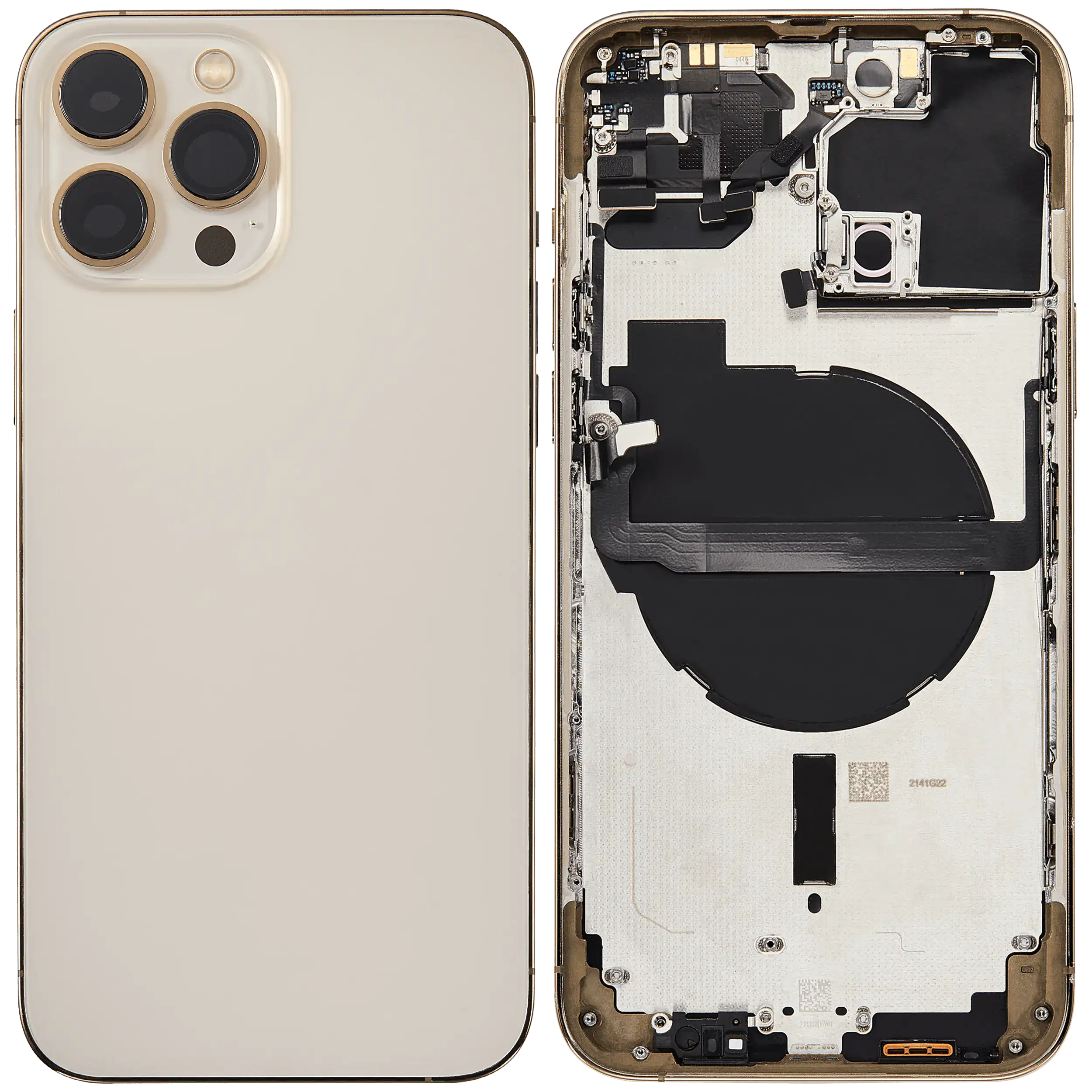Rückgehäuse mit Kleinteilen für iPhone 13 Pro Max (EU / globale Version) (ausgebautes Originalteil: Grade B) (Gold) – Bild 2