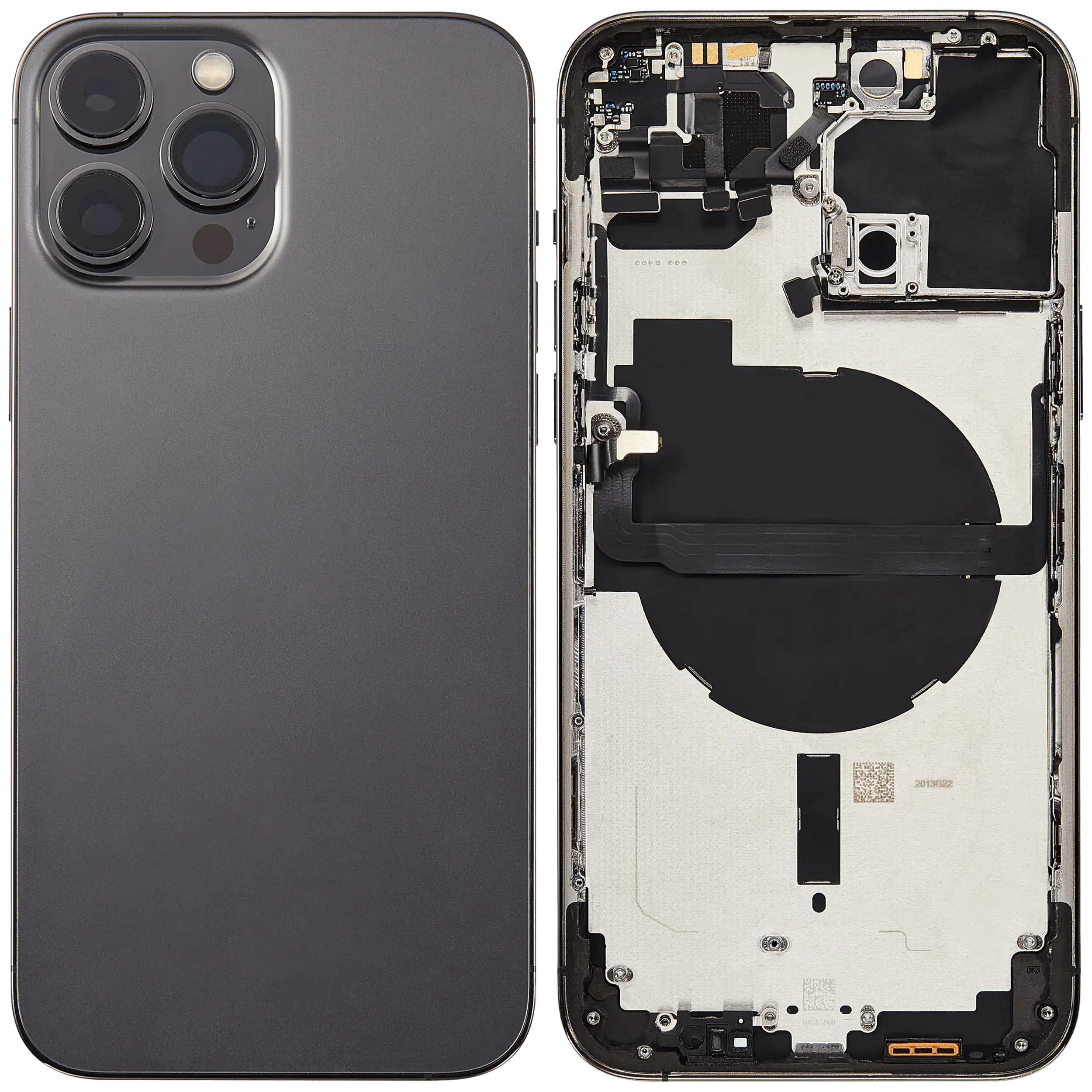 Rückgehäuse mit Kleinteilen für iPhone 13 Pro Max (EU / globale Version) (ausgebautes Originalteil: Grade B) (Graphite) – Bild 2