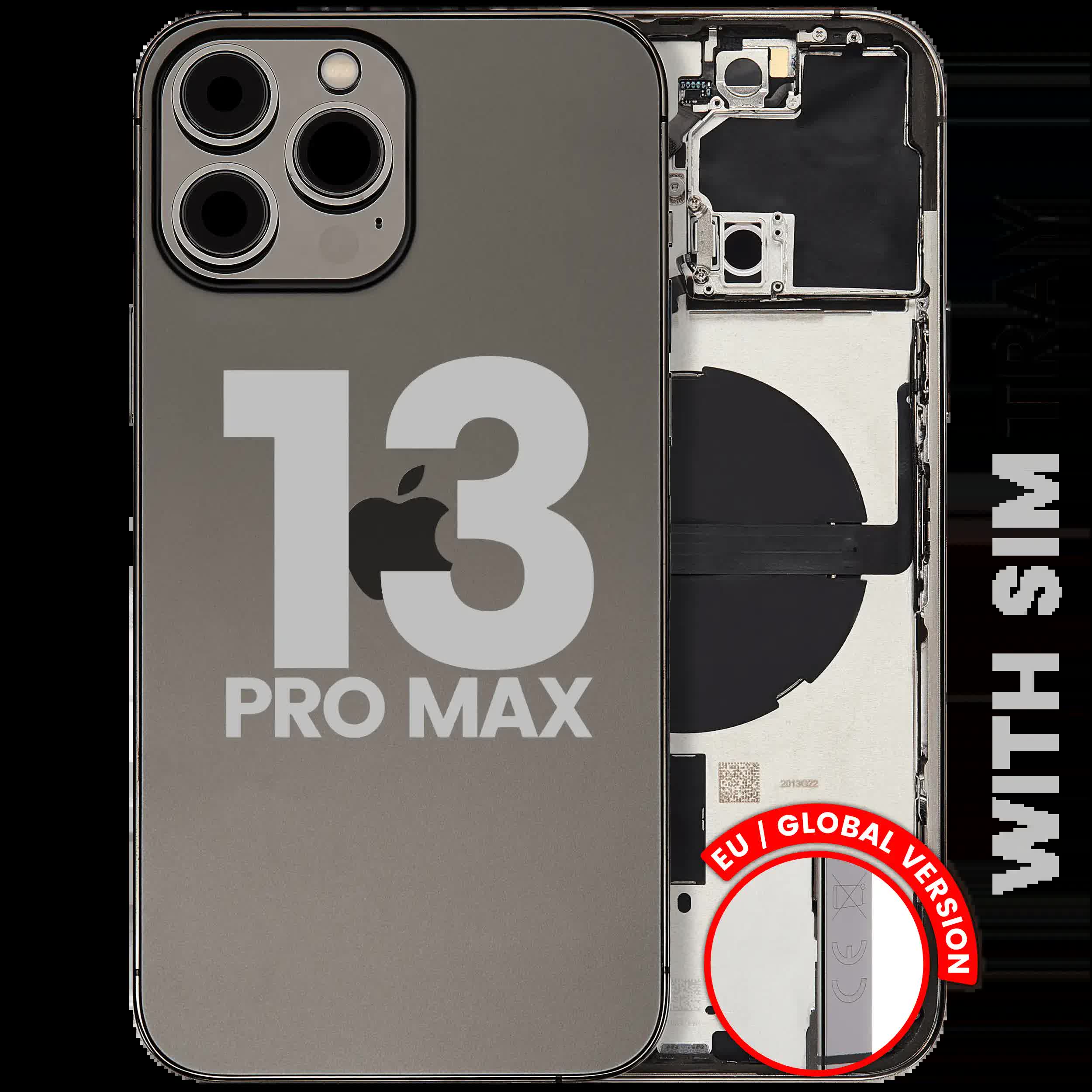 Rückgehäuse mit Kleinteilen für iPhone 13 Pro Max (EU / globale Version) (ausgebautes Originalteil: Grade B) (Graphite)