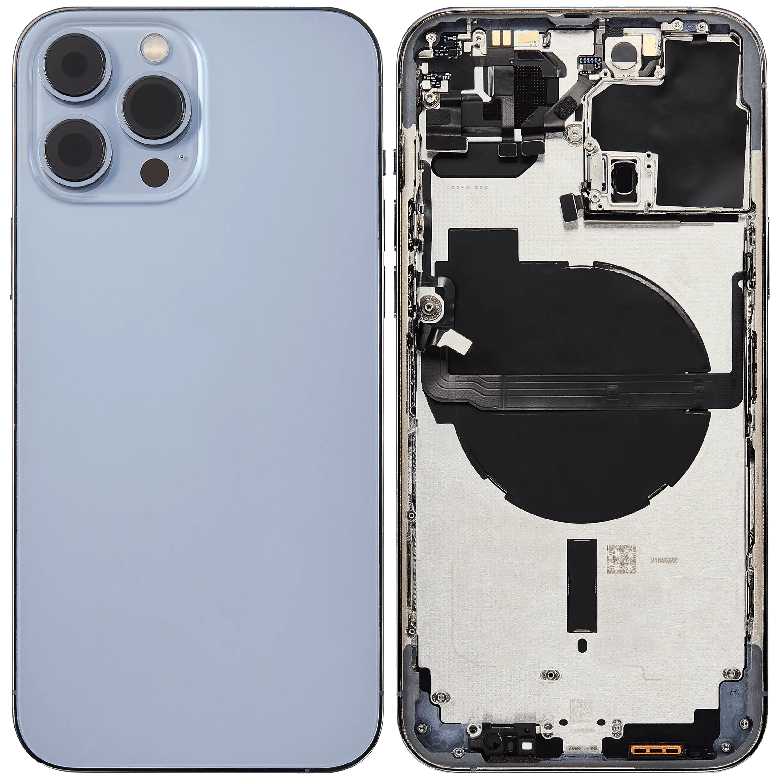 Rückgehäuse mit Kleinteilen für iPhone 13 Pro Max (EU / globale Version) (ausgebautes Originalteil: Grade C) (Sierra Blue) – Bild 2