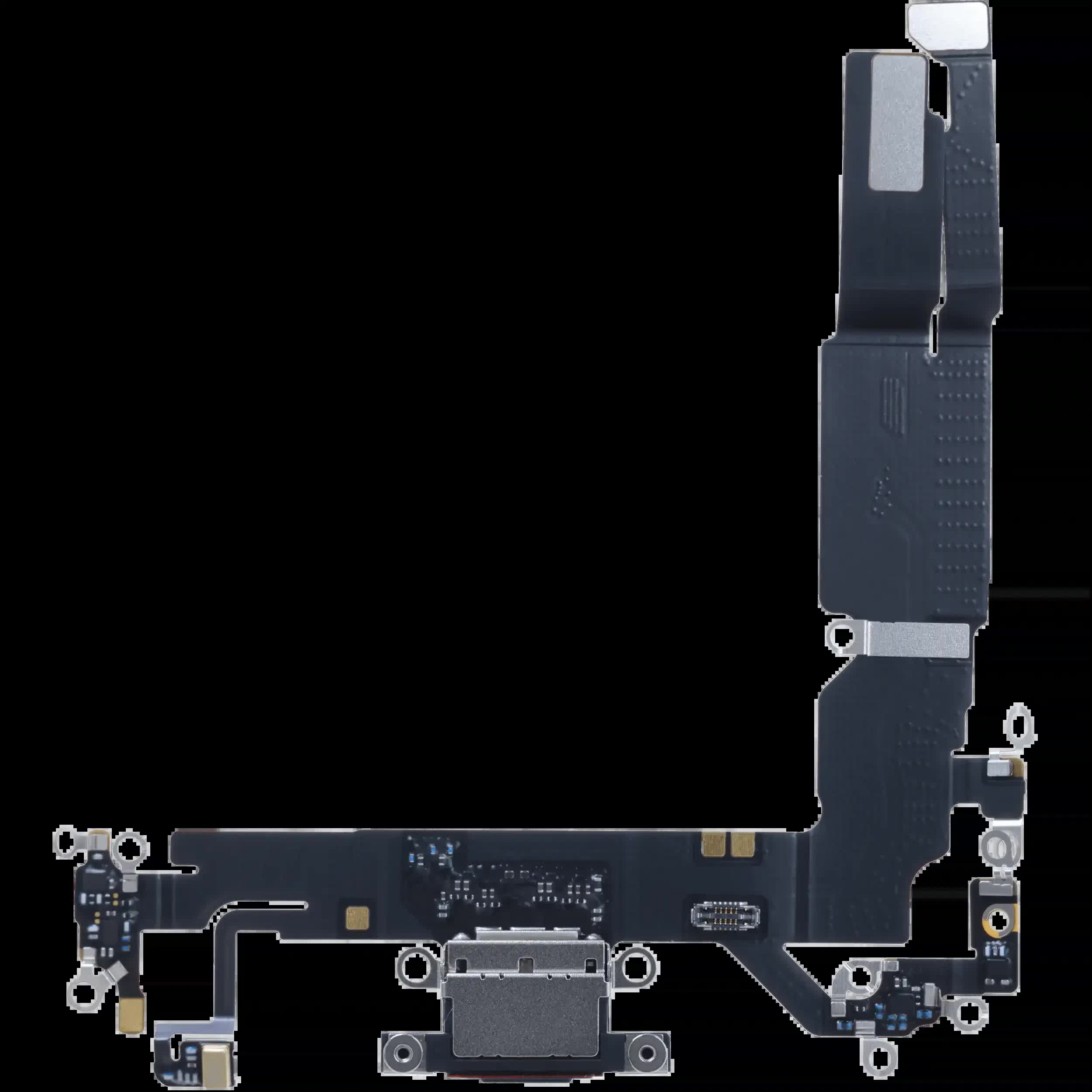 Ladebuchse Flexkabel mit Platine für iPhone 16 (EU / UK/ CA) (Original) (Black (Schwarz))